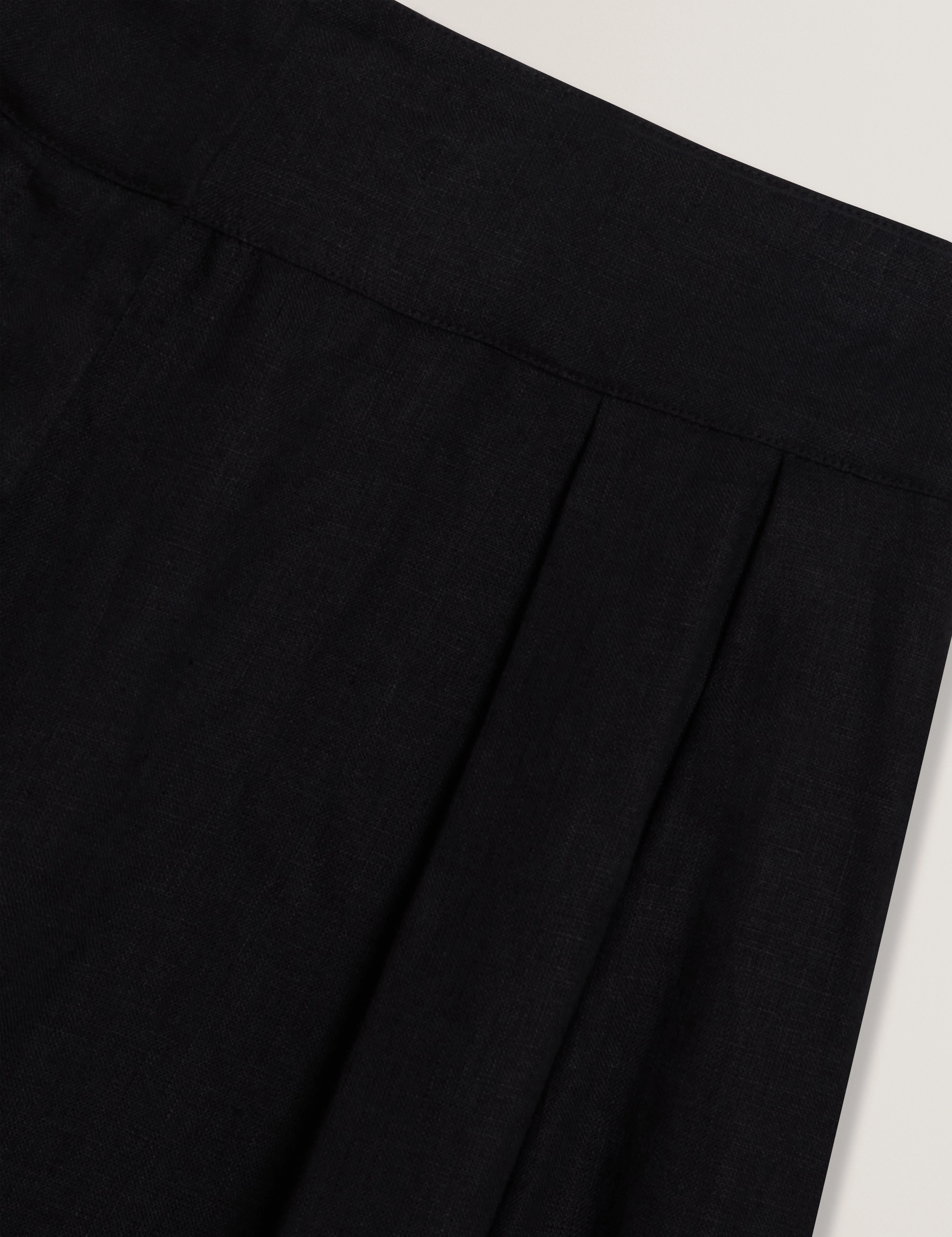 Kyfaat Tailored Linen High Waisted Wide Leg Trousers Black - Image 3