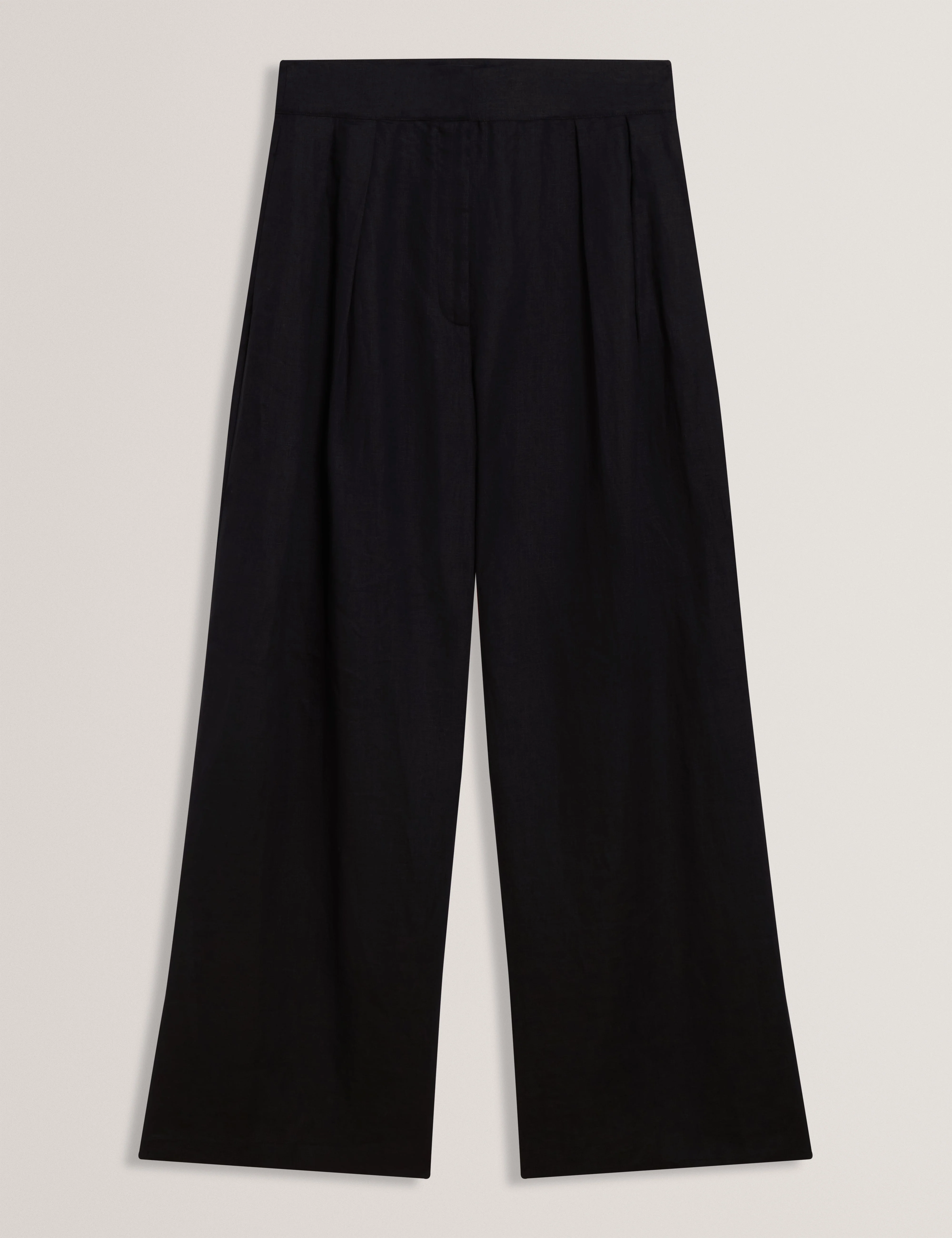 Kyfaat Tailored Linen High Waisted Wide Leg Trousers Black - Image 6