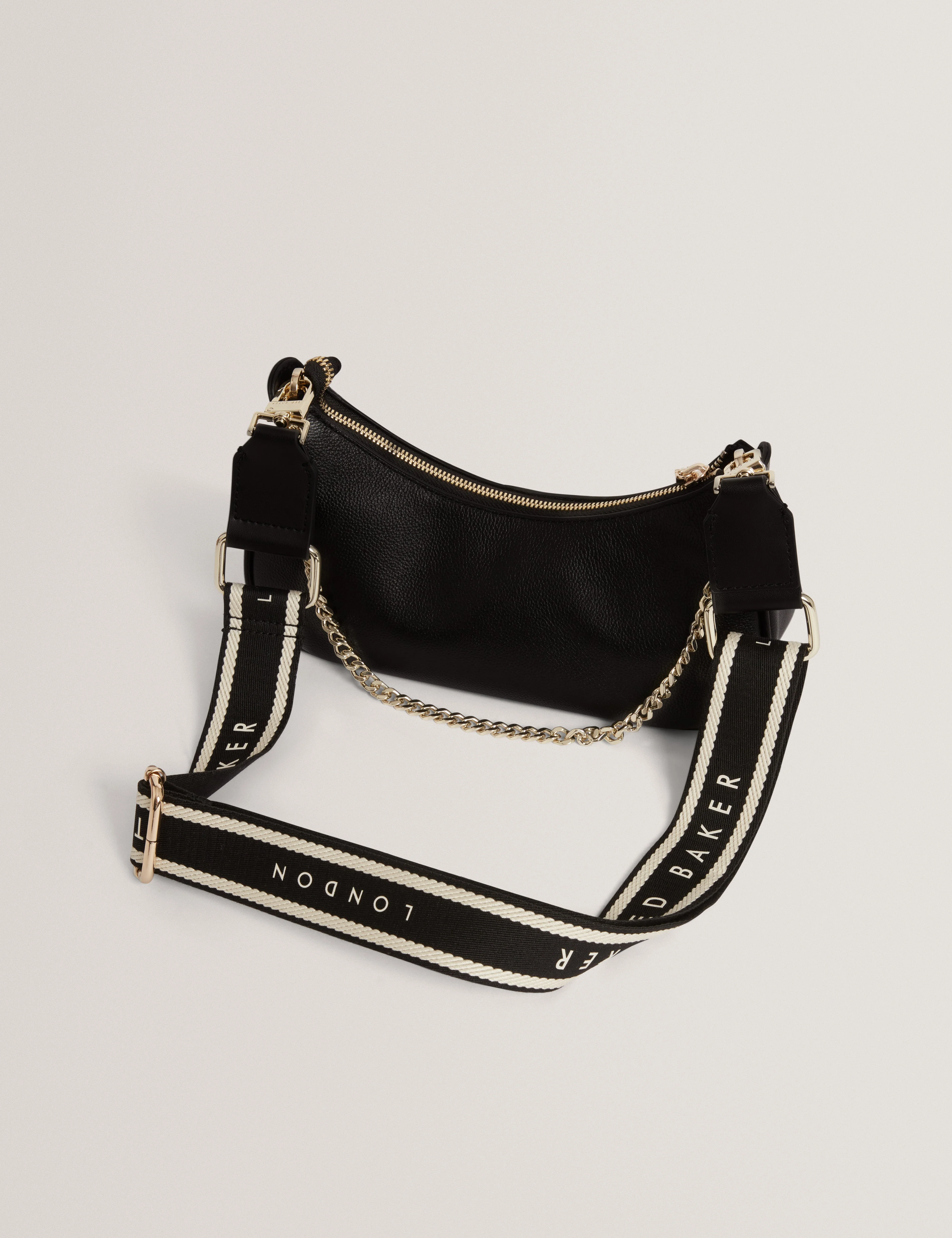 Laarna Webbing Small Leather Shoulder Bag Black - Image 4