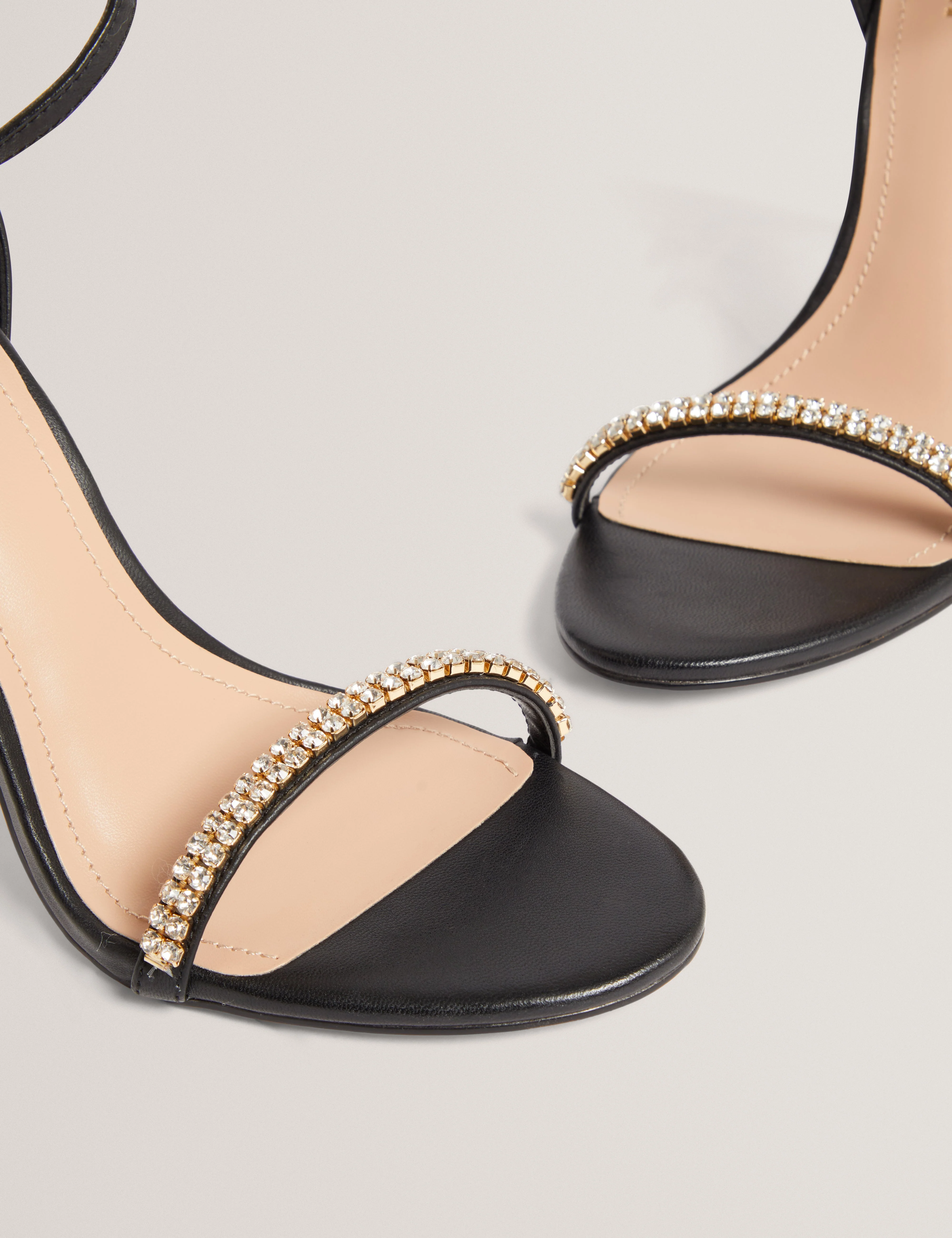 Laiilah Crystal Strap Heel Sandal Black - Image 2