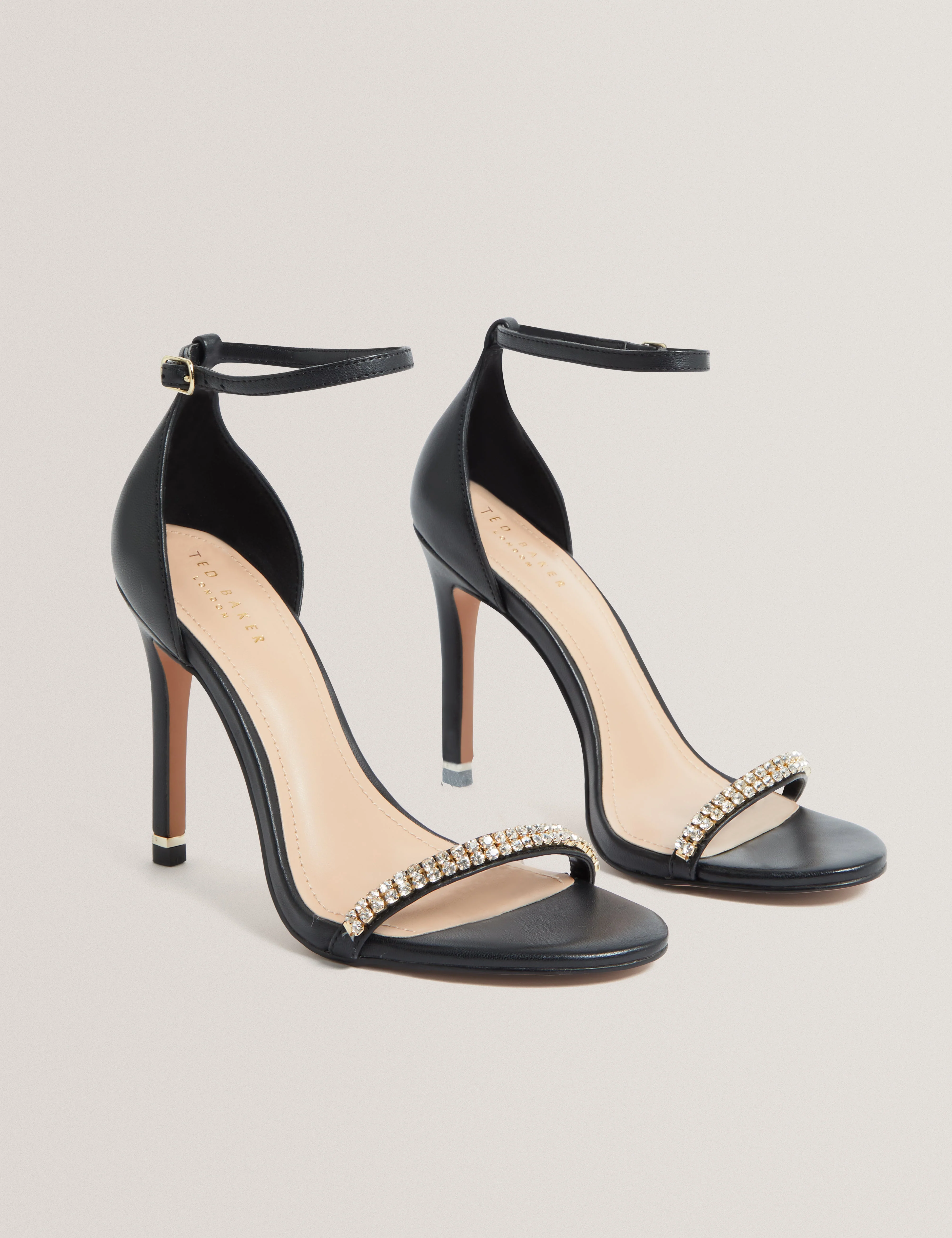 Laiilah Crystal Strap Heel Sandal Black - Image 3