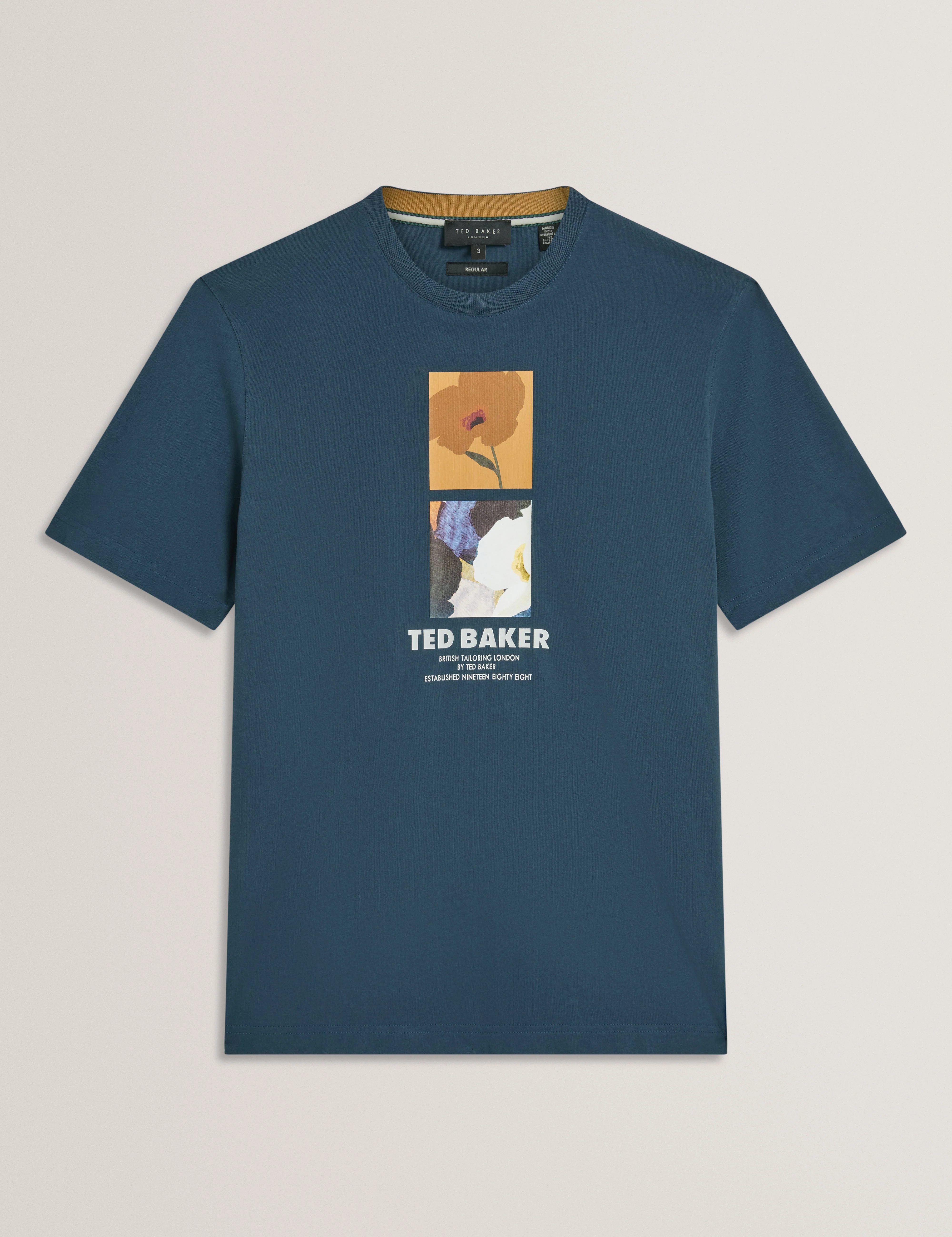 Lambbet Ss Floral Box Print T-Shirt Navy - Image 6