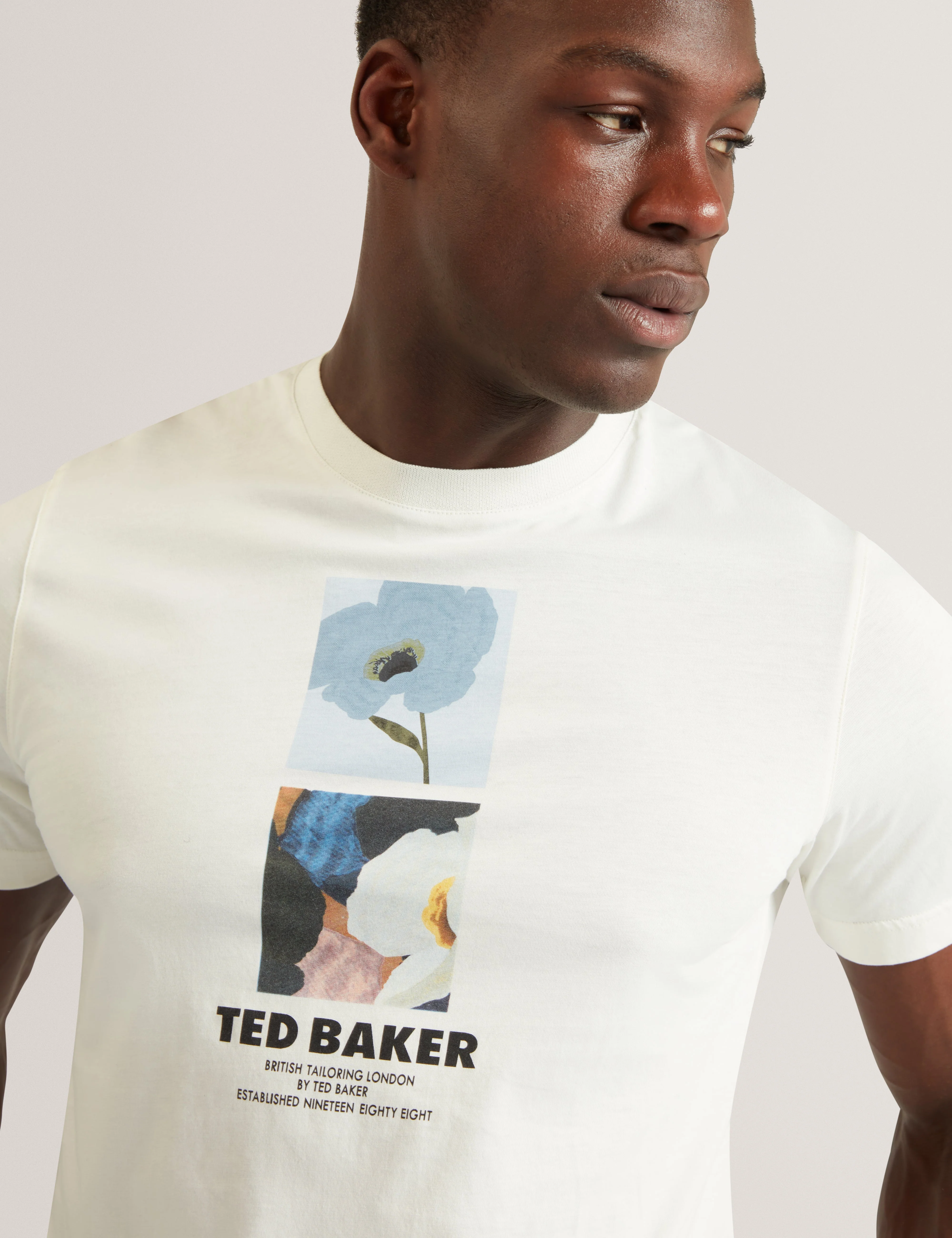 Lambbet Ss Floral Box Print T-Shirt White - Image 4