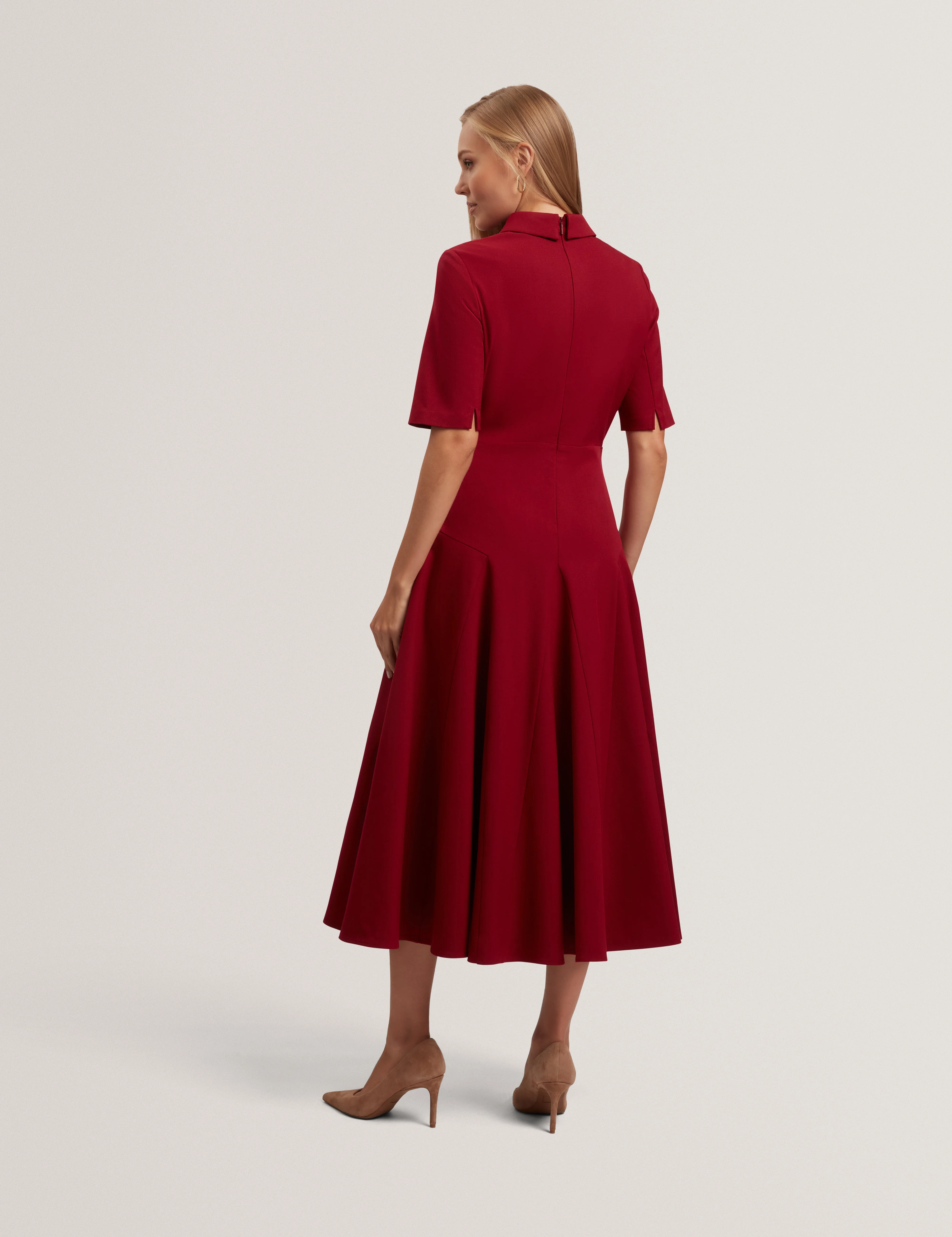 Larosa Rose Button Midi Dress Dk-Red - Image 4