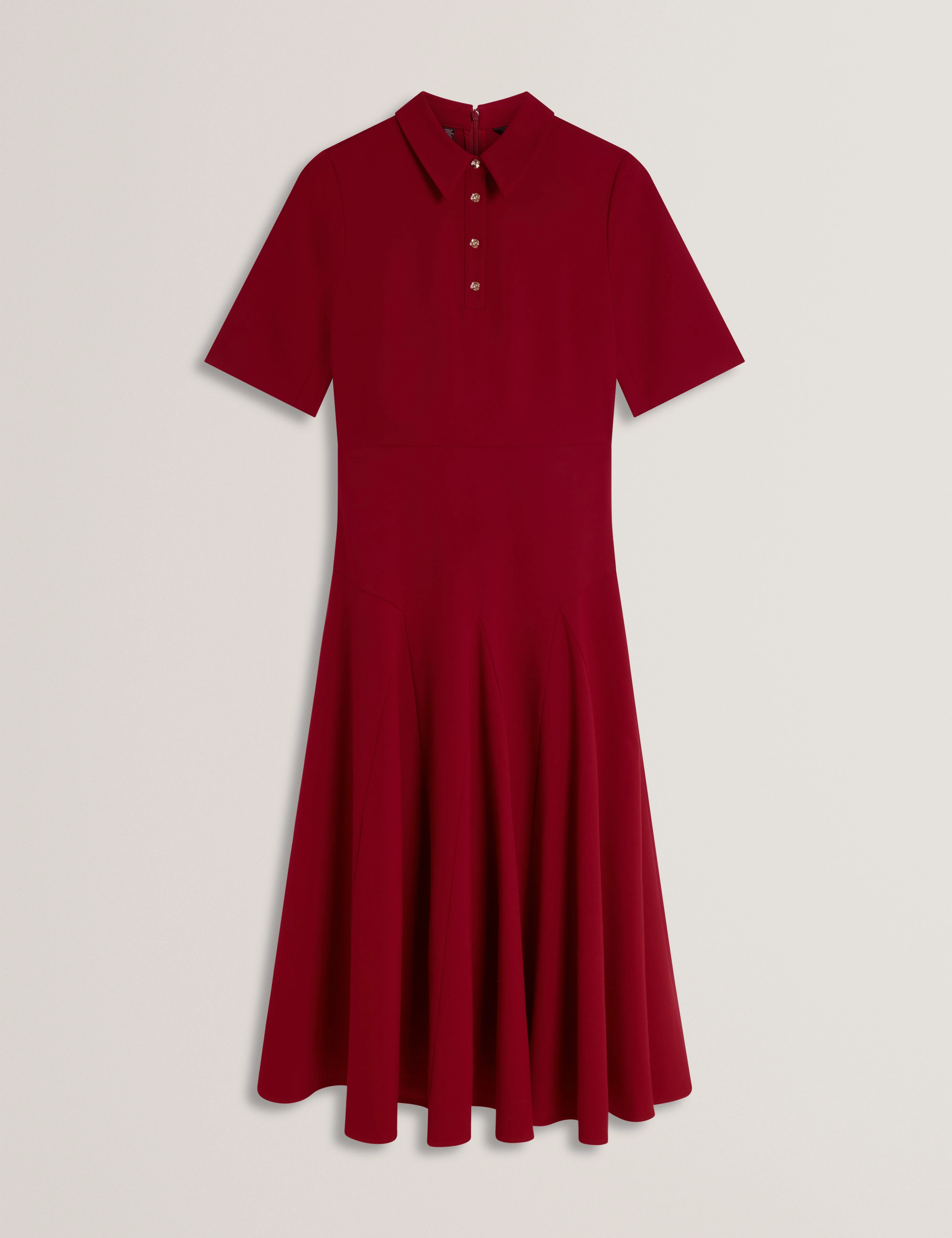 Larosa Rose Button Midi Dress Dk-Red - Image 7