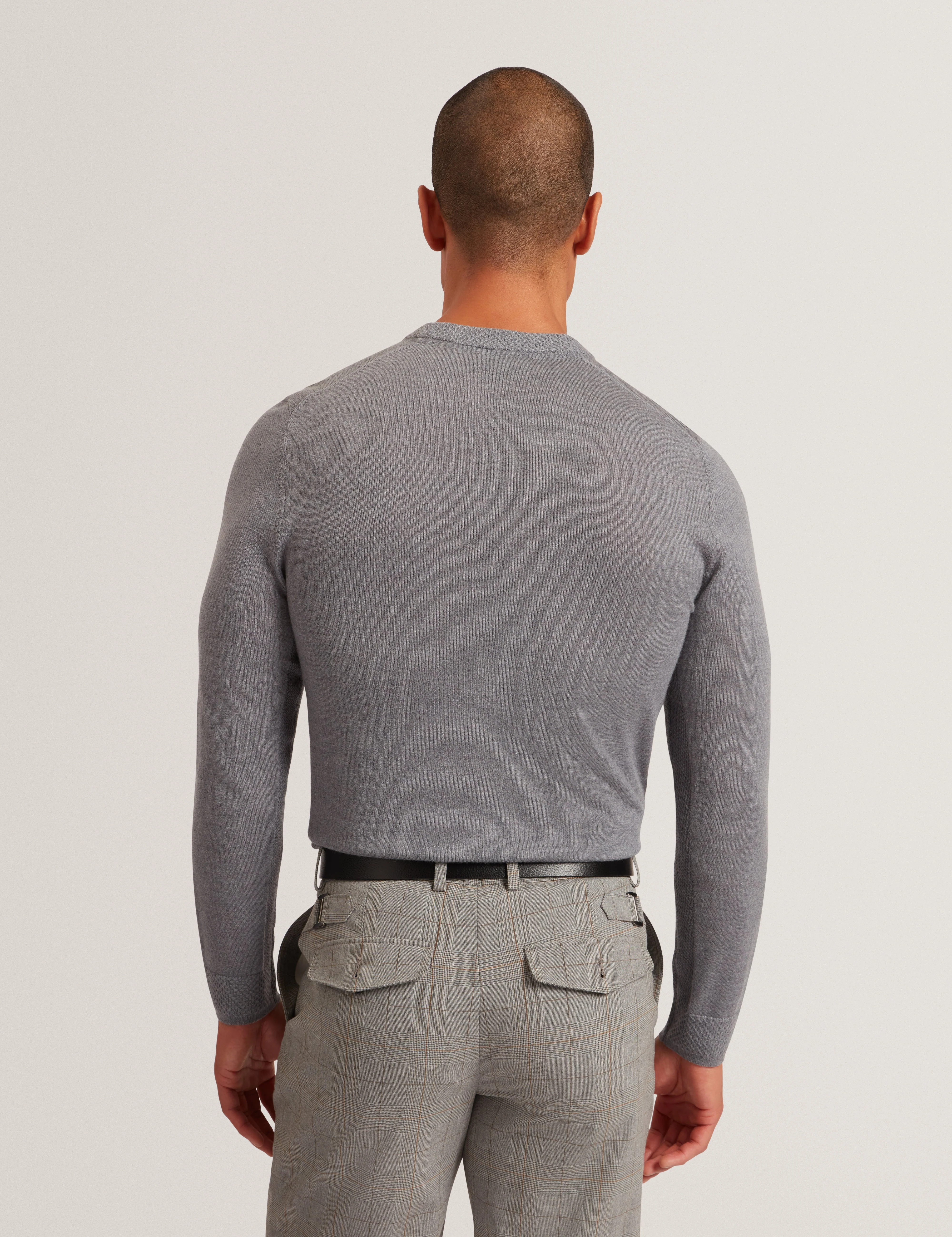 Laurnce Branded Merino Crew Neck Jumper Mid-Grey - Image 5
