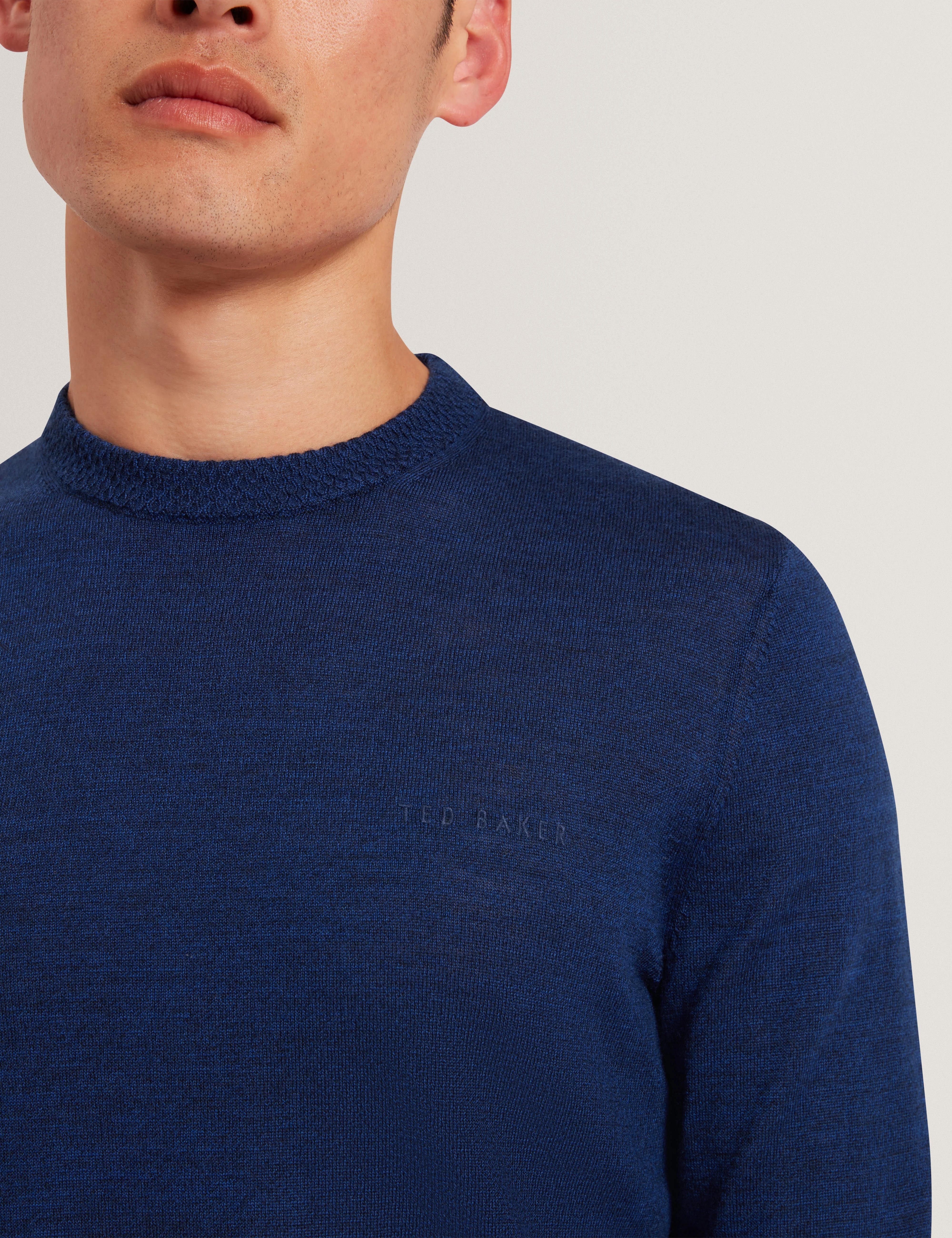 Laurnce Branded Merino Crew Neck Jumper Navy - Image 4