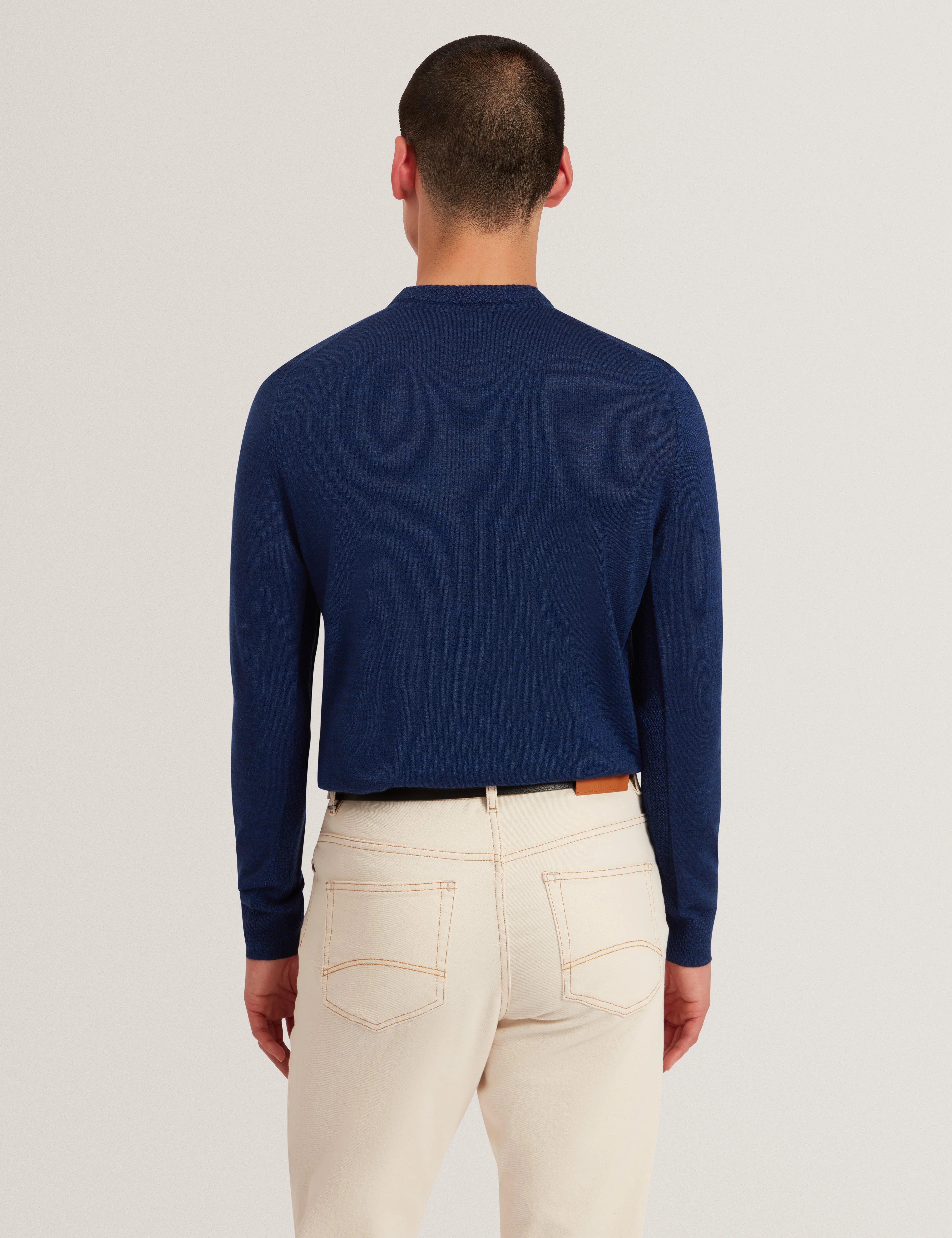 Laurnce Branded Merino Crew Neck Jumper Navy - Image 5