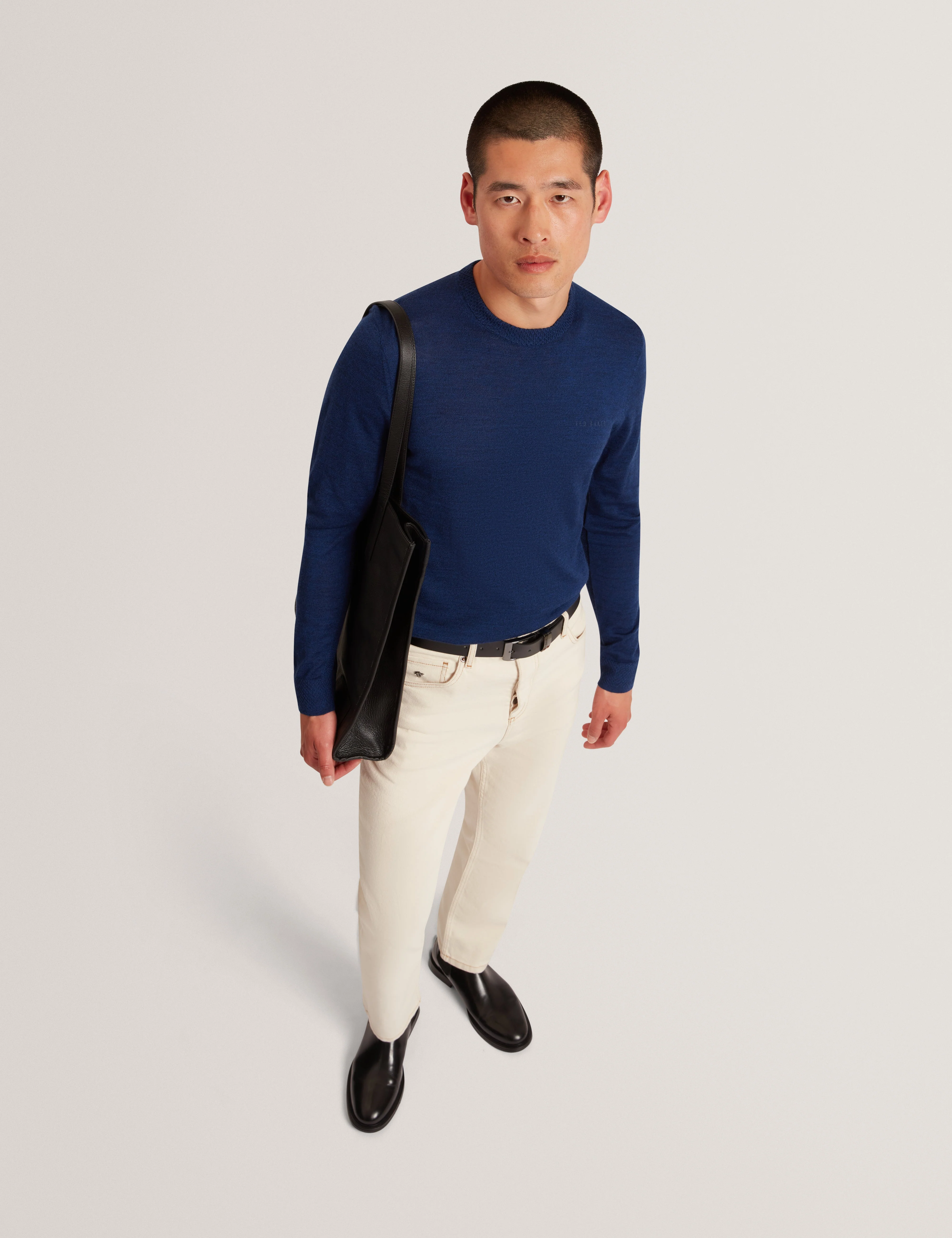 Laurnce Branded Merino Crew Neck Jumper Navy - Image 6