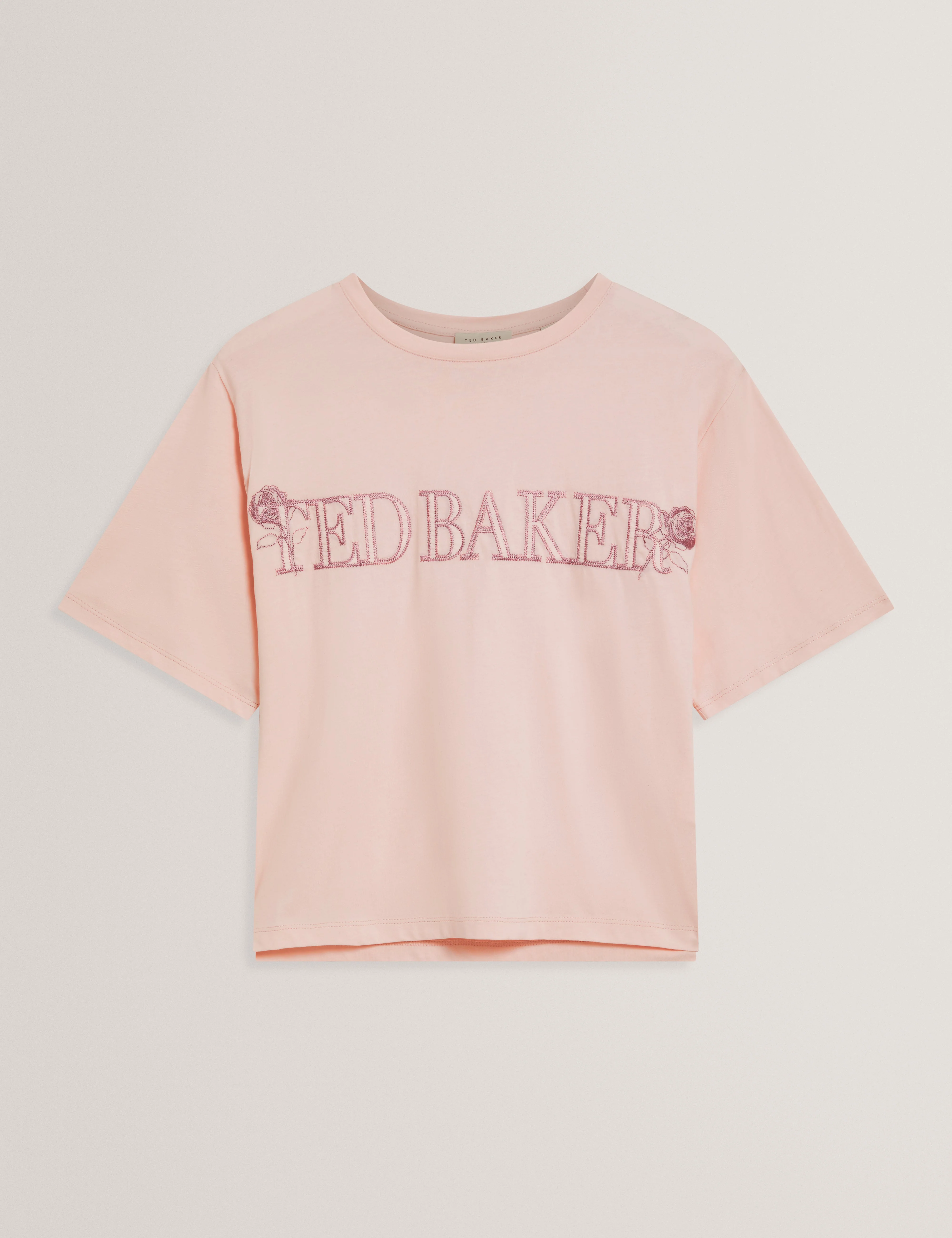 Lavende Ted Baker Branded Boxy T-Shirt Pink - Image 7