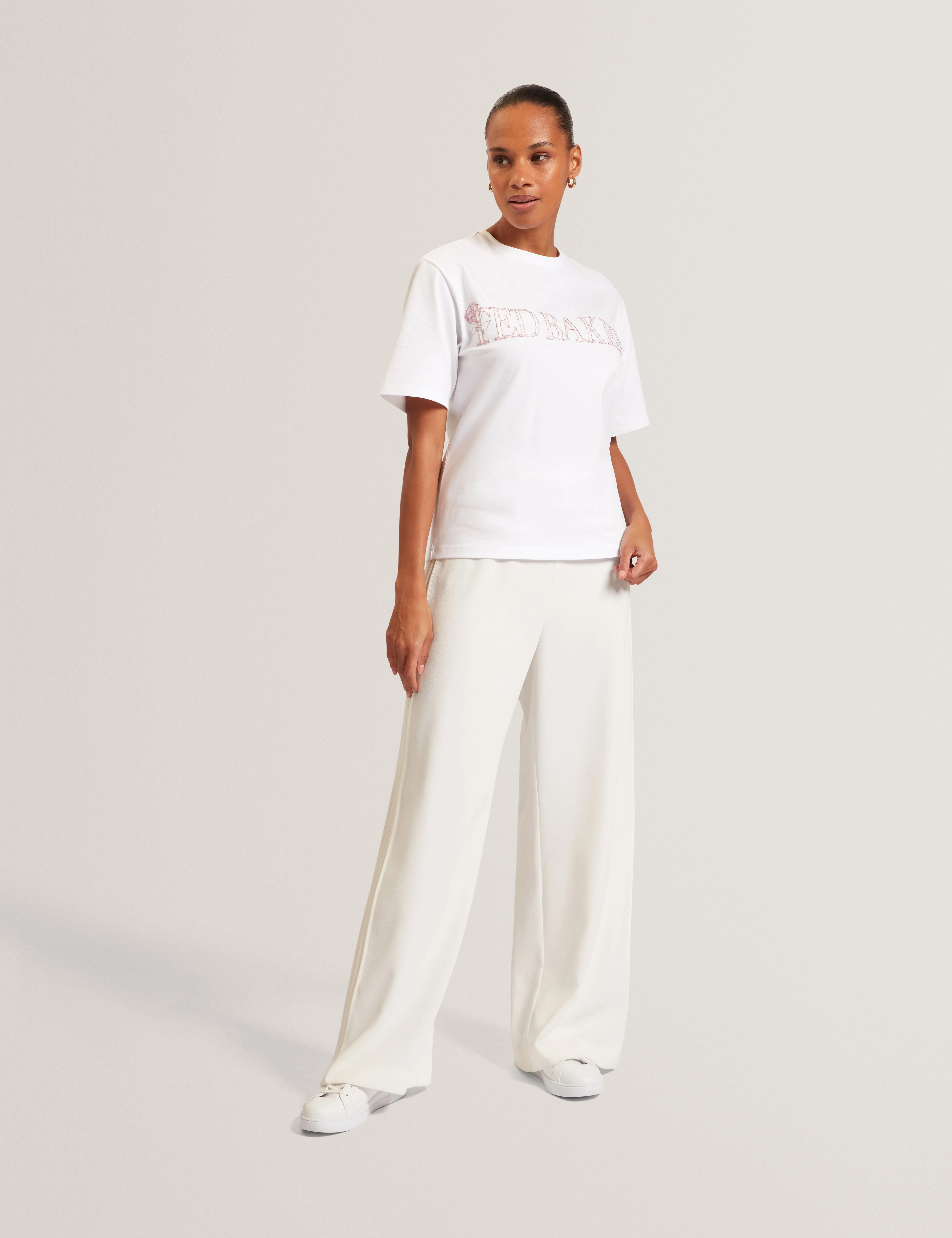 Lavende Ted Baker Branded Boxy T-Shirt White - Image 2