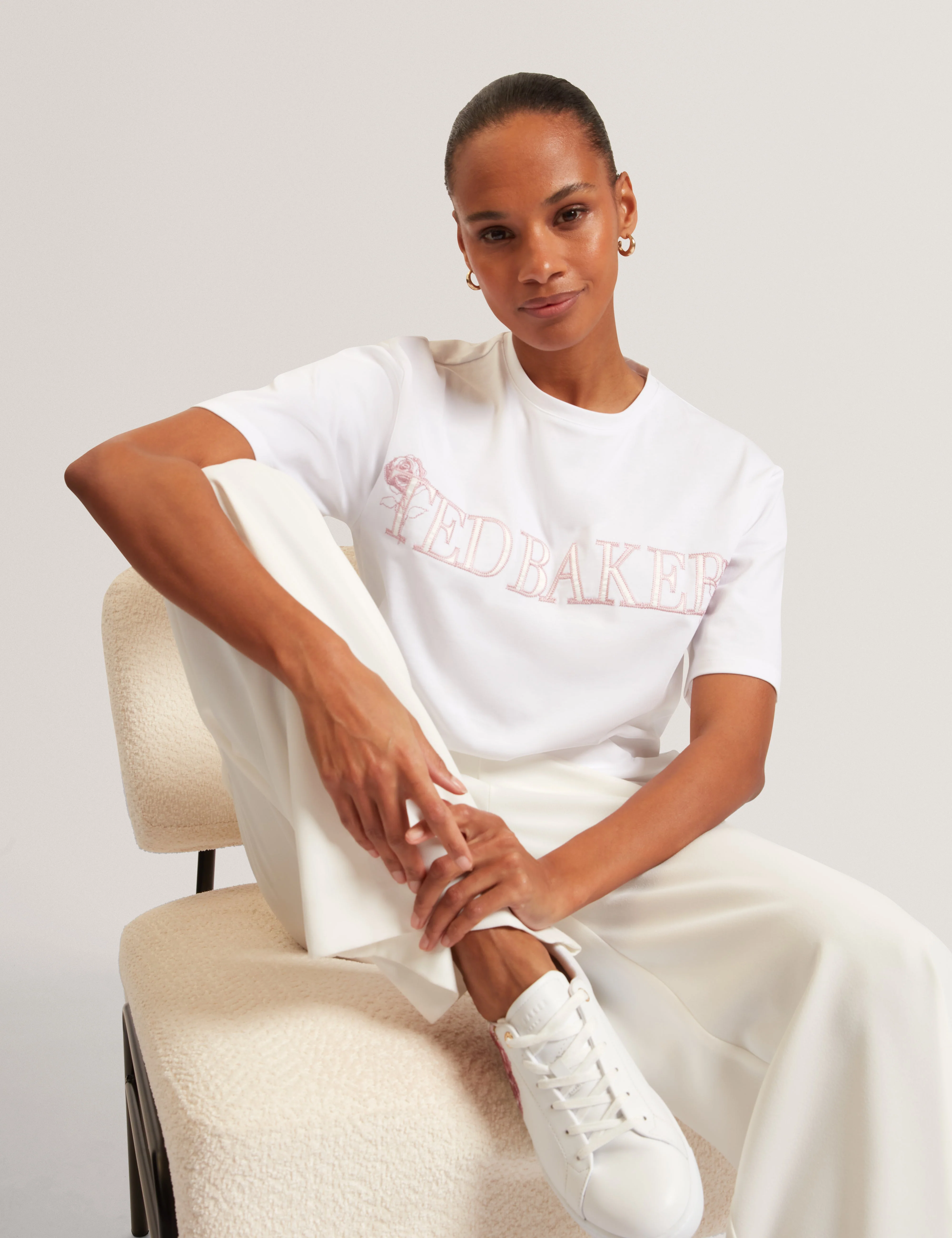 Lavende Ted Baker Branded Boxy T-Shirt White - Image 6