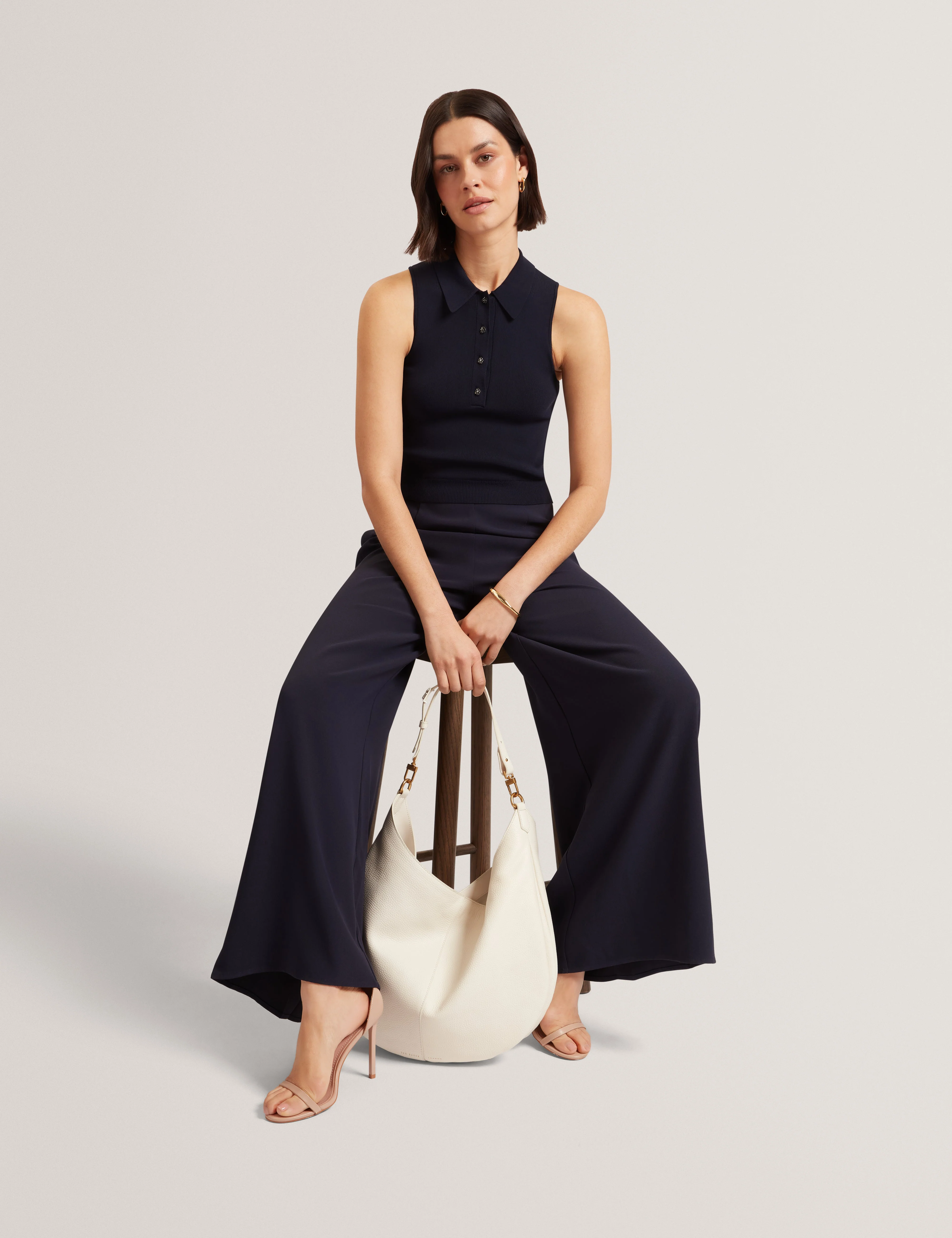 Lecksy Knitted Polo Mockable Jumpsuit Navy - Image 6