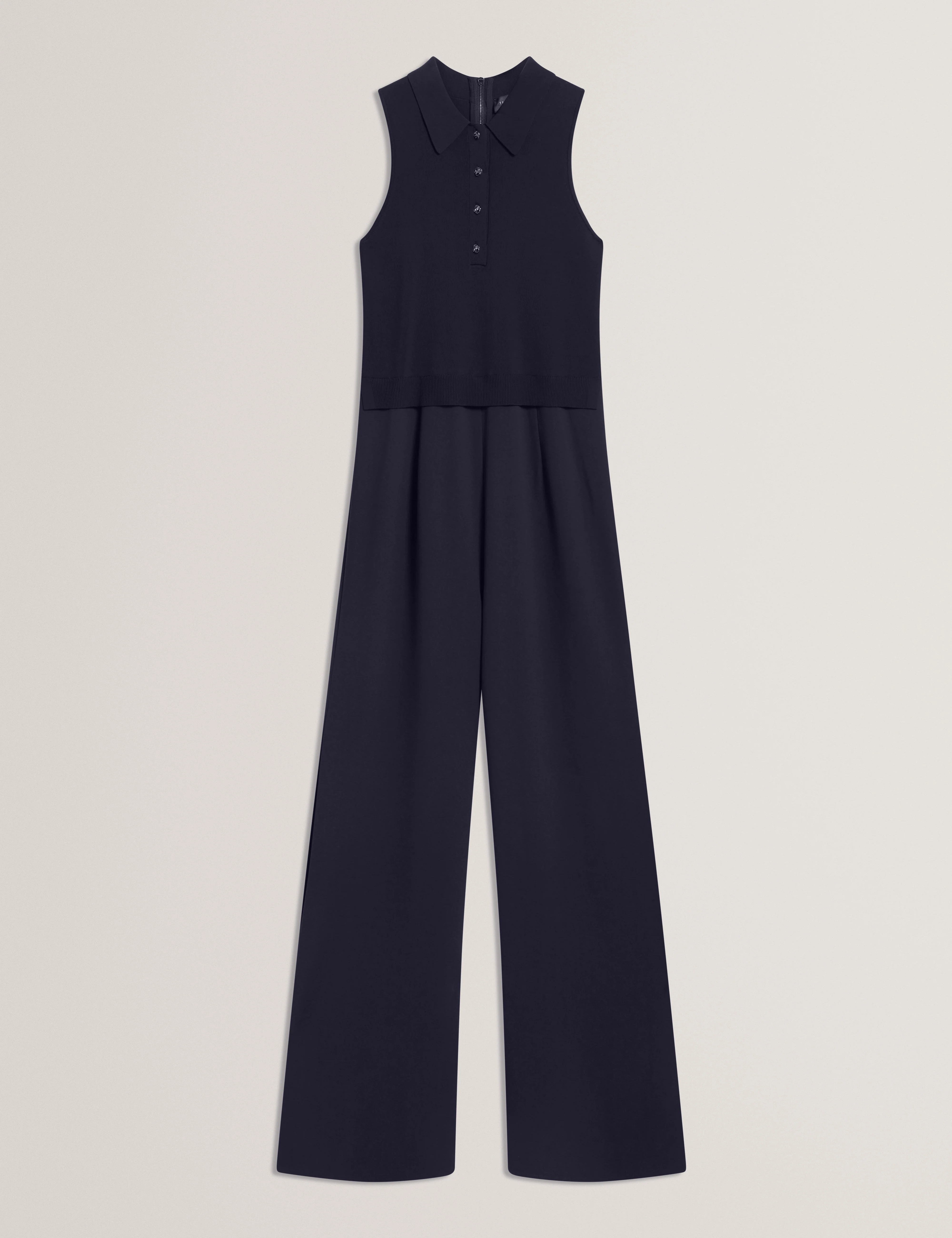 Lecksy Knitted Polo Mockable Jumpsuit Navy - Image 7