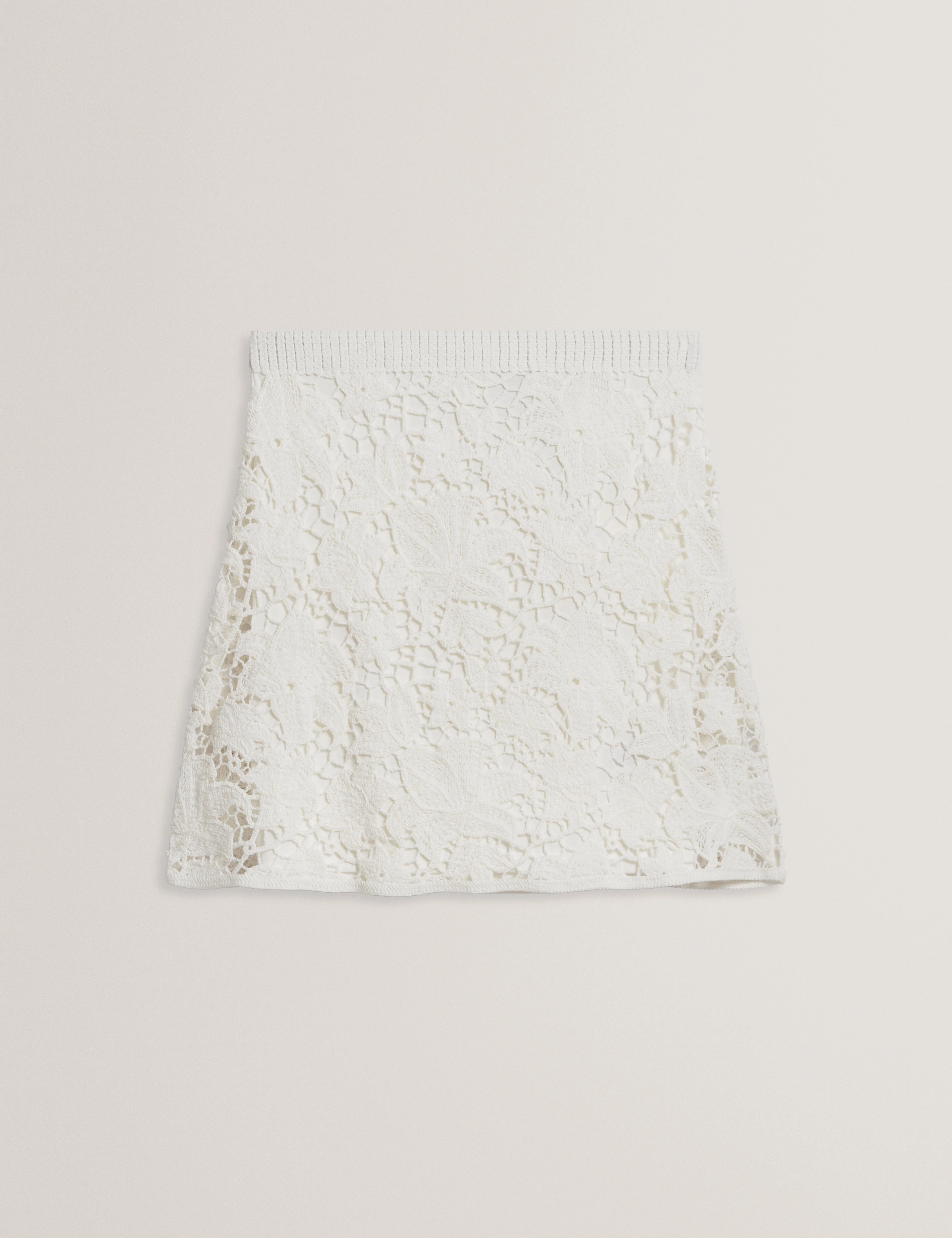 Leilano Crochet Knit Mini Skirt Ivory - Image 7