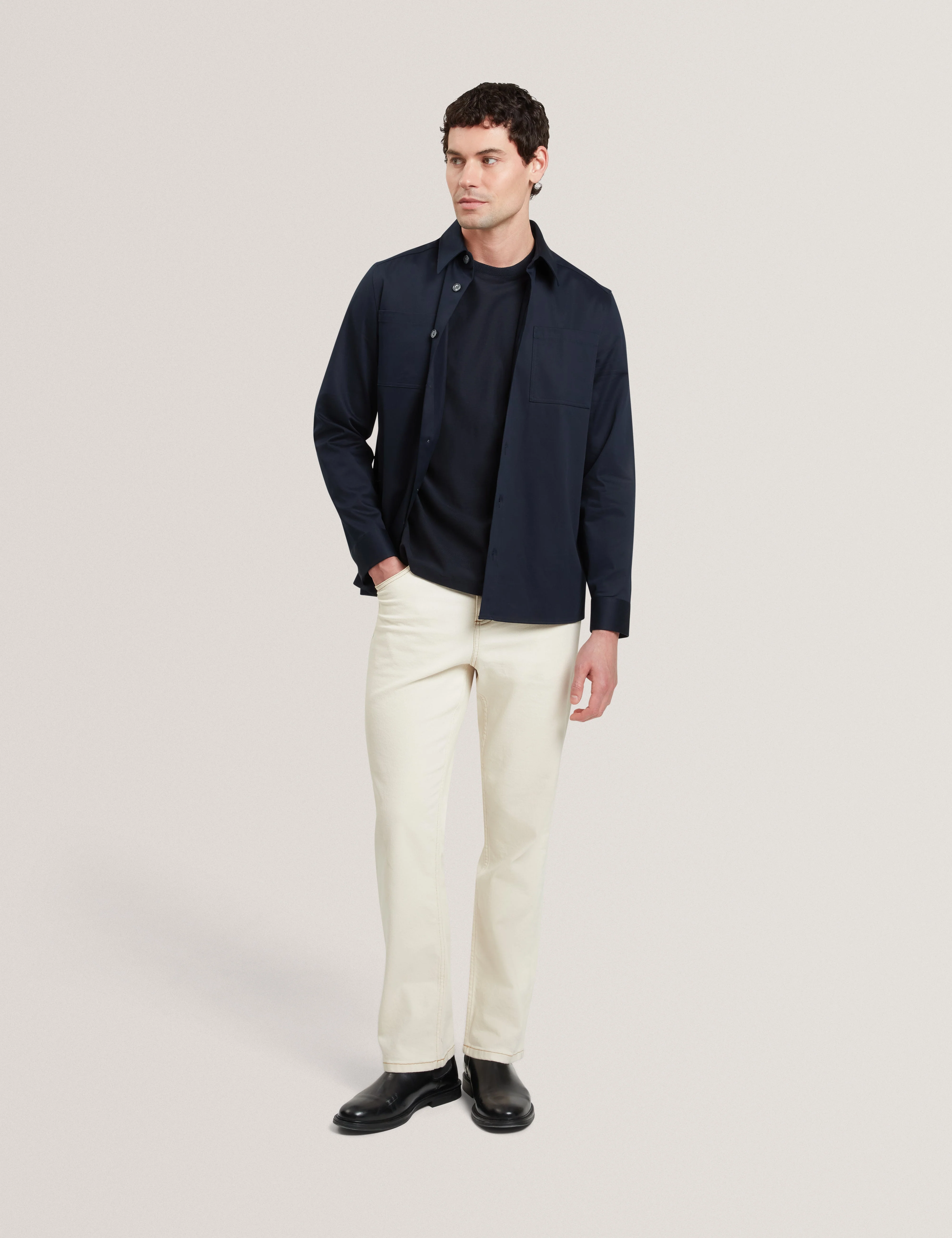 Lennard Long Sleeve Smart Twill Over Shirt Navy - Image 2