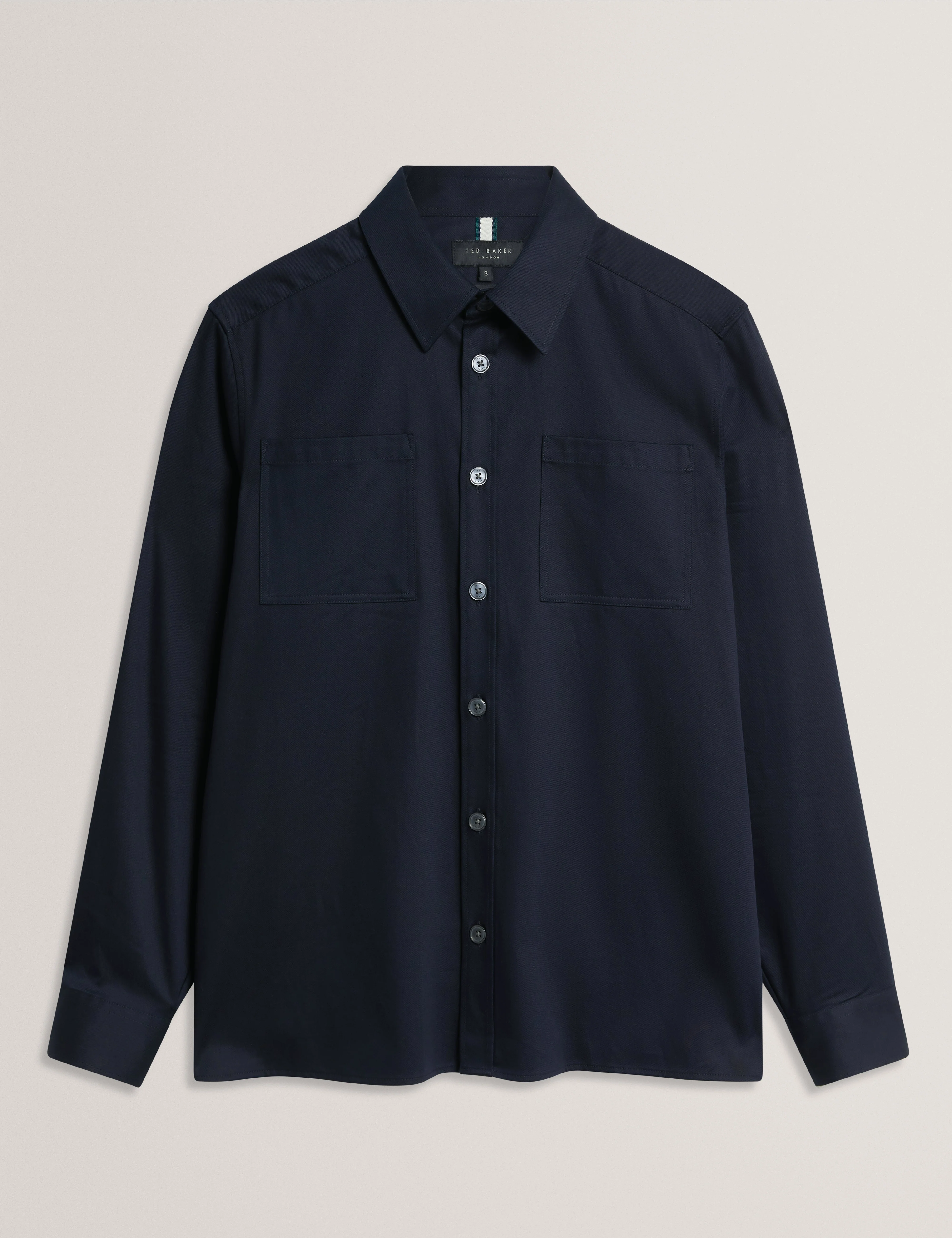 Lennard Long Sleeve Smart Twill Over Shirt Navy - Image 7