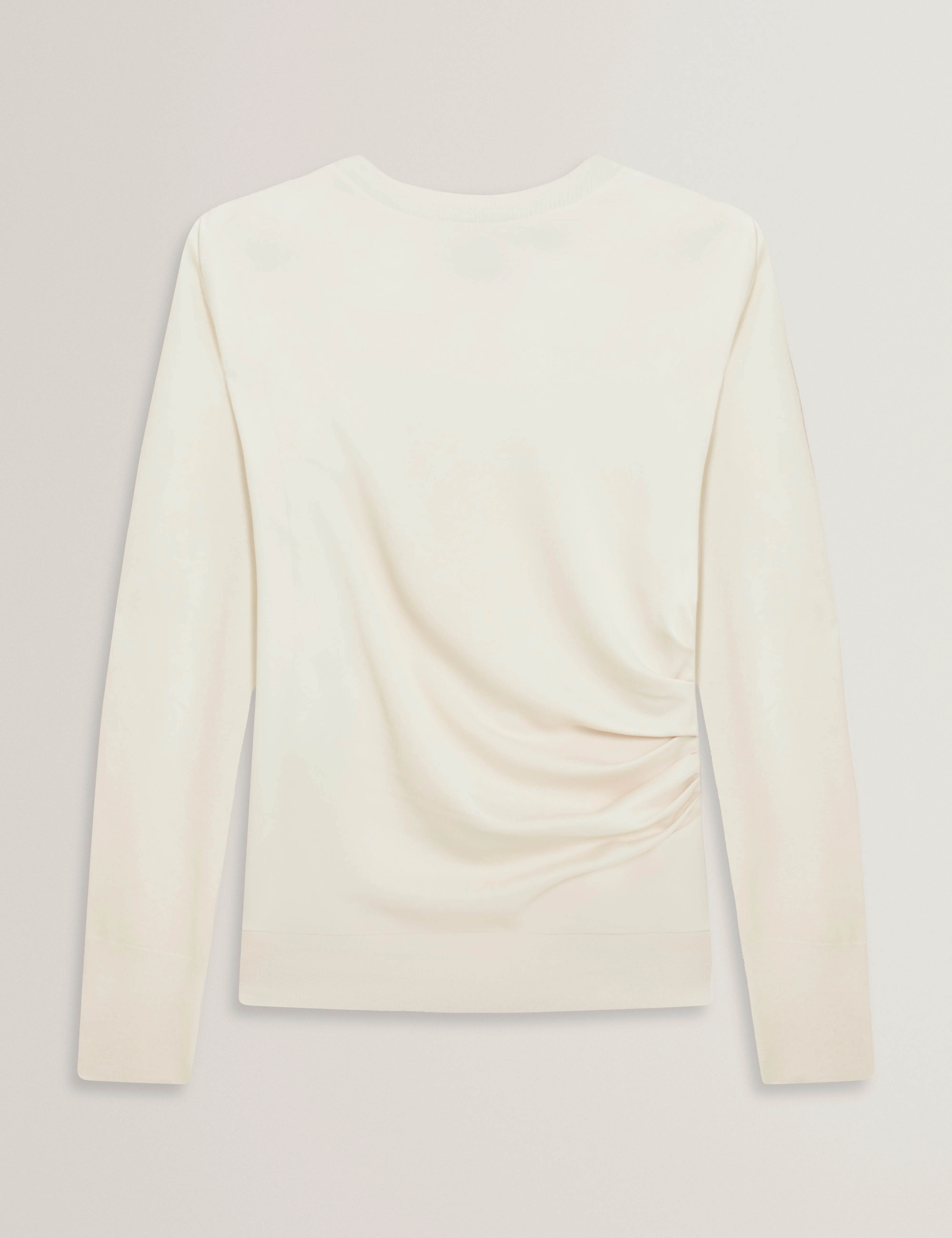 Leslay Draped Front Knitted Long Sleeve Top Ivory - Image 6
