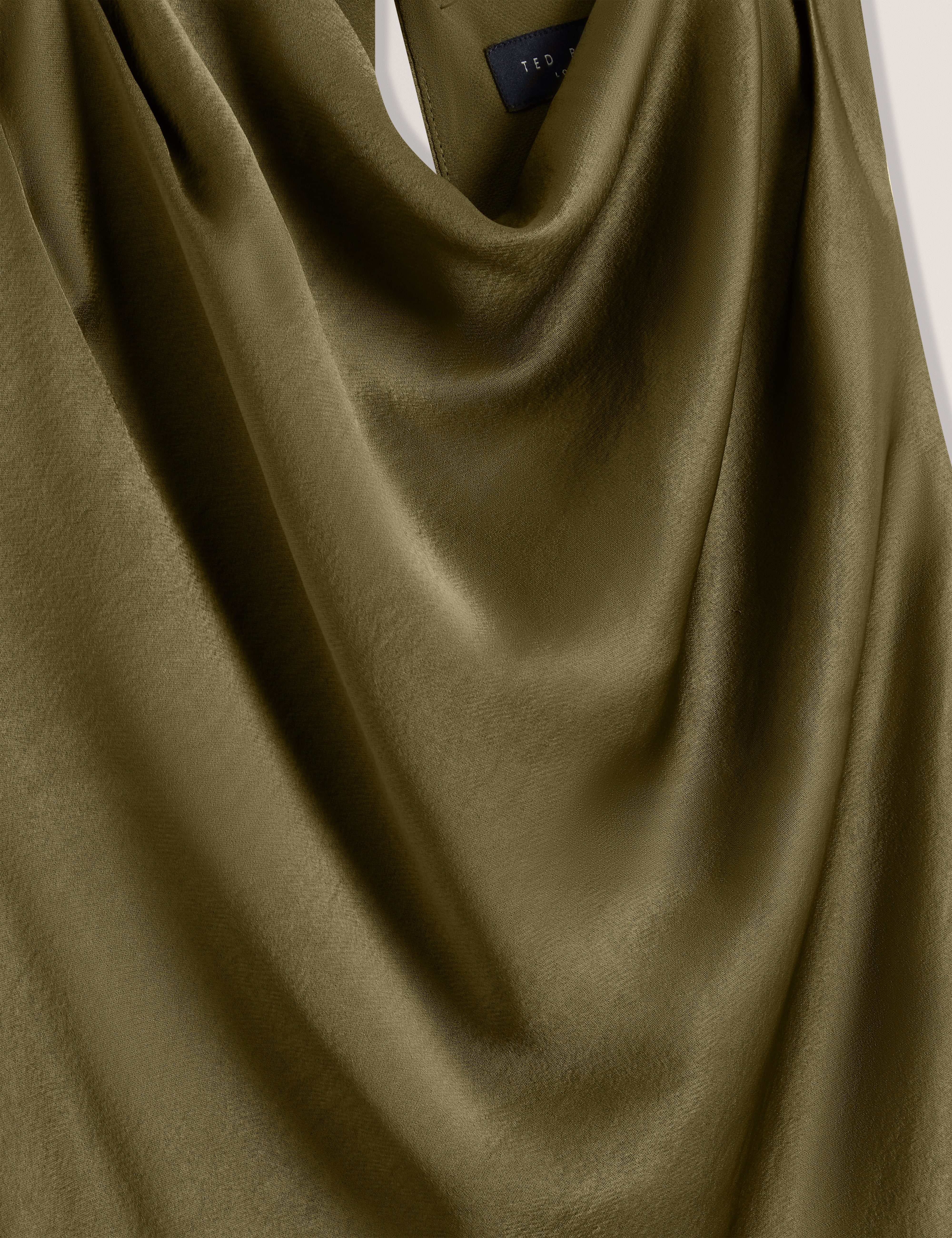 Liimaa Drape Neck Midi Dress Khaki - Image 3