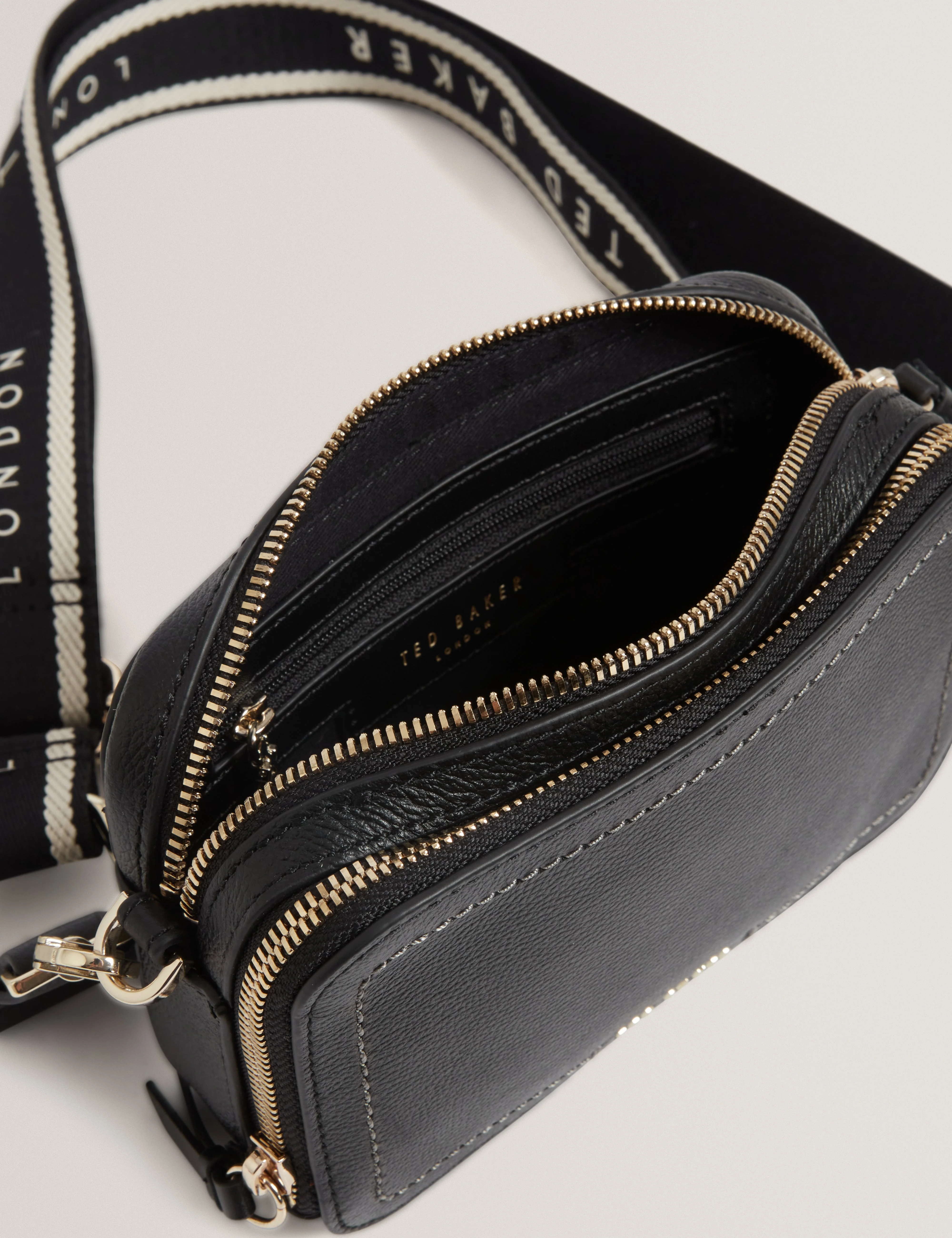 Linzie Webbing Leather Small Crossbody Camera B Black - Image 3