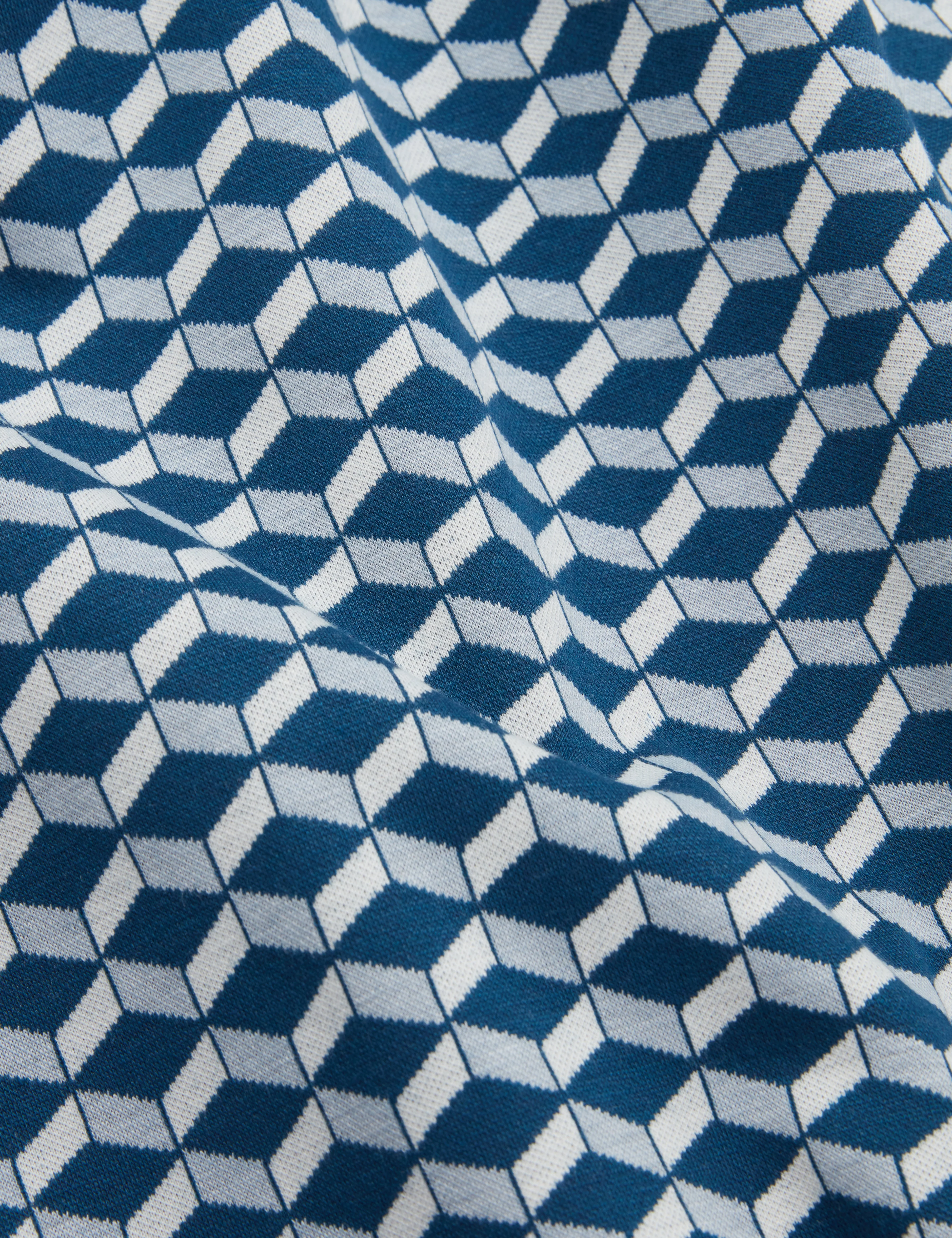 Lirien Short Sleeve Geo Jacquard Polo Dk-Blue - Image 3