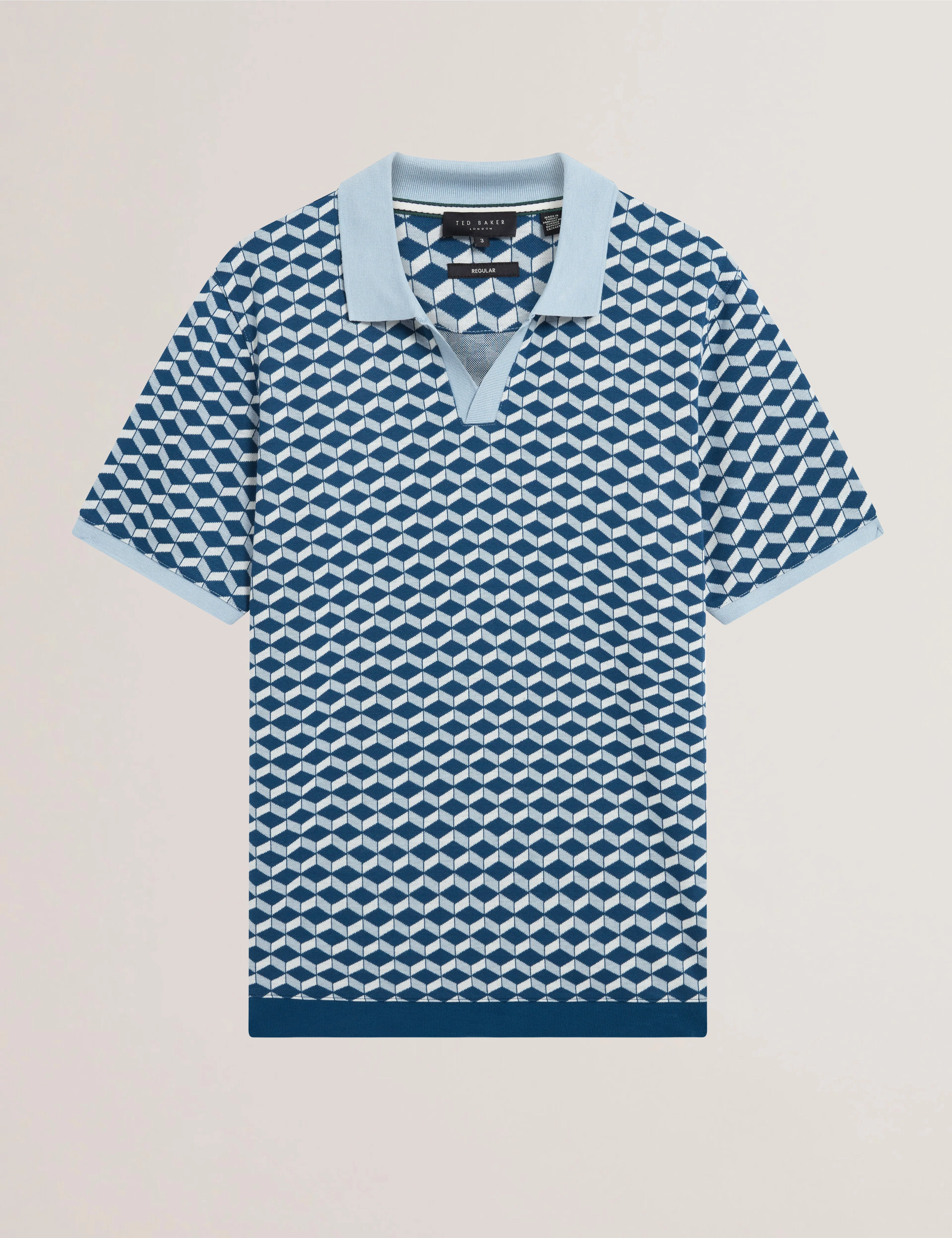 Lirien Short Sleeve Geo Jacquard Polo Dk-Blue - Image 7