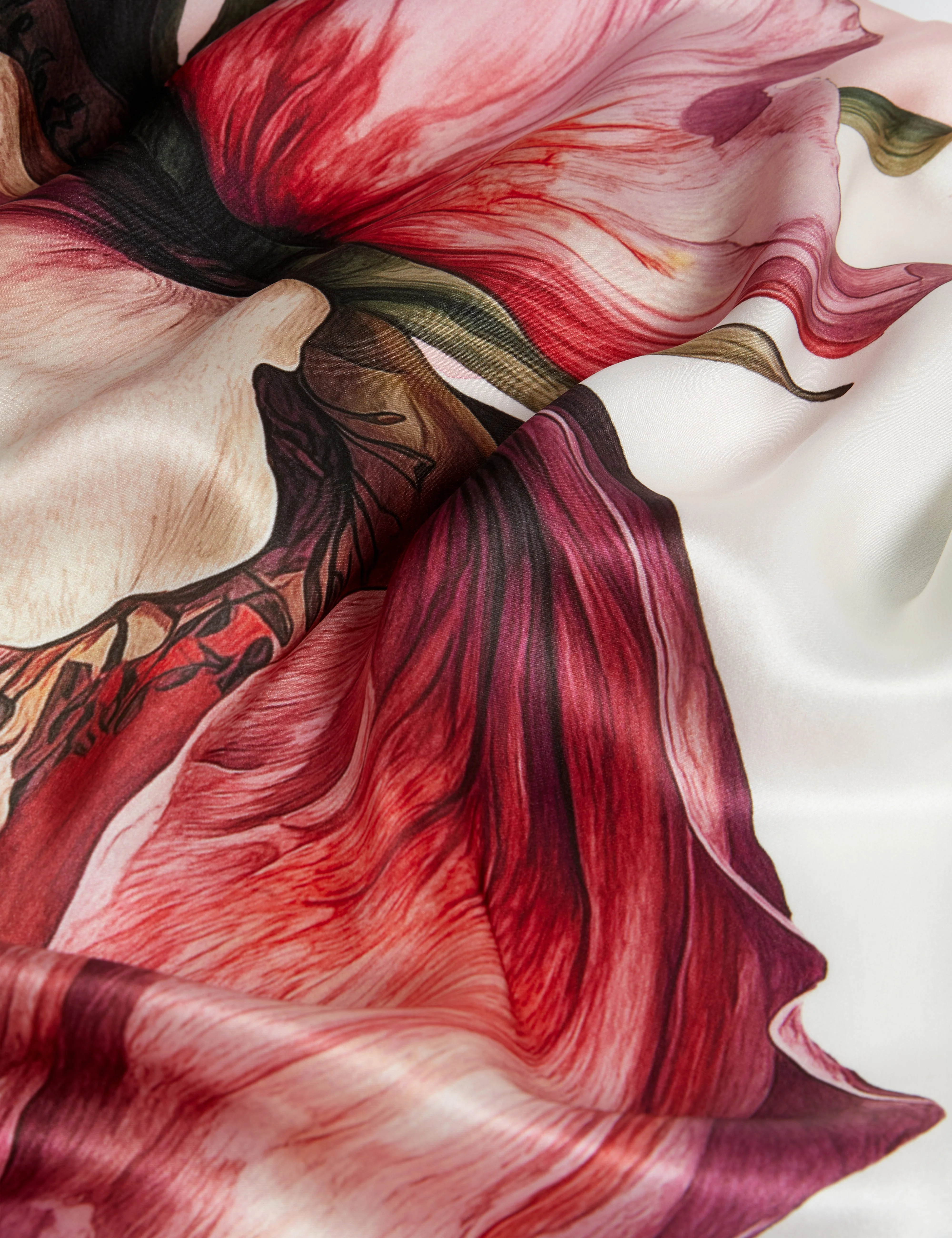 Lisaae Large Floral Print Silk Scarf Pink - Image 3