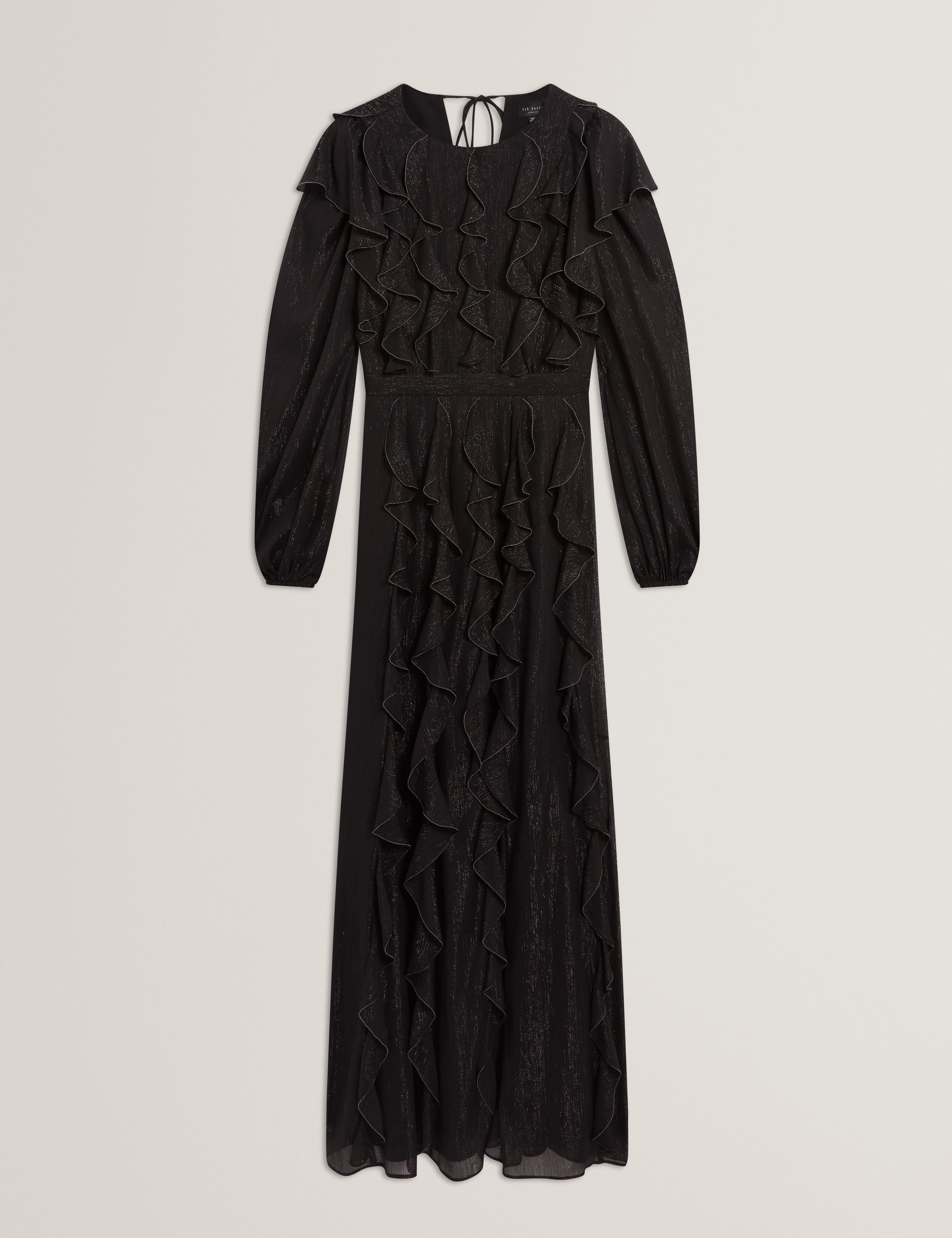 Liyanna Long Sleeve Ruffle Maxi Dress Black - Image 7