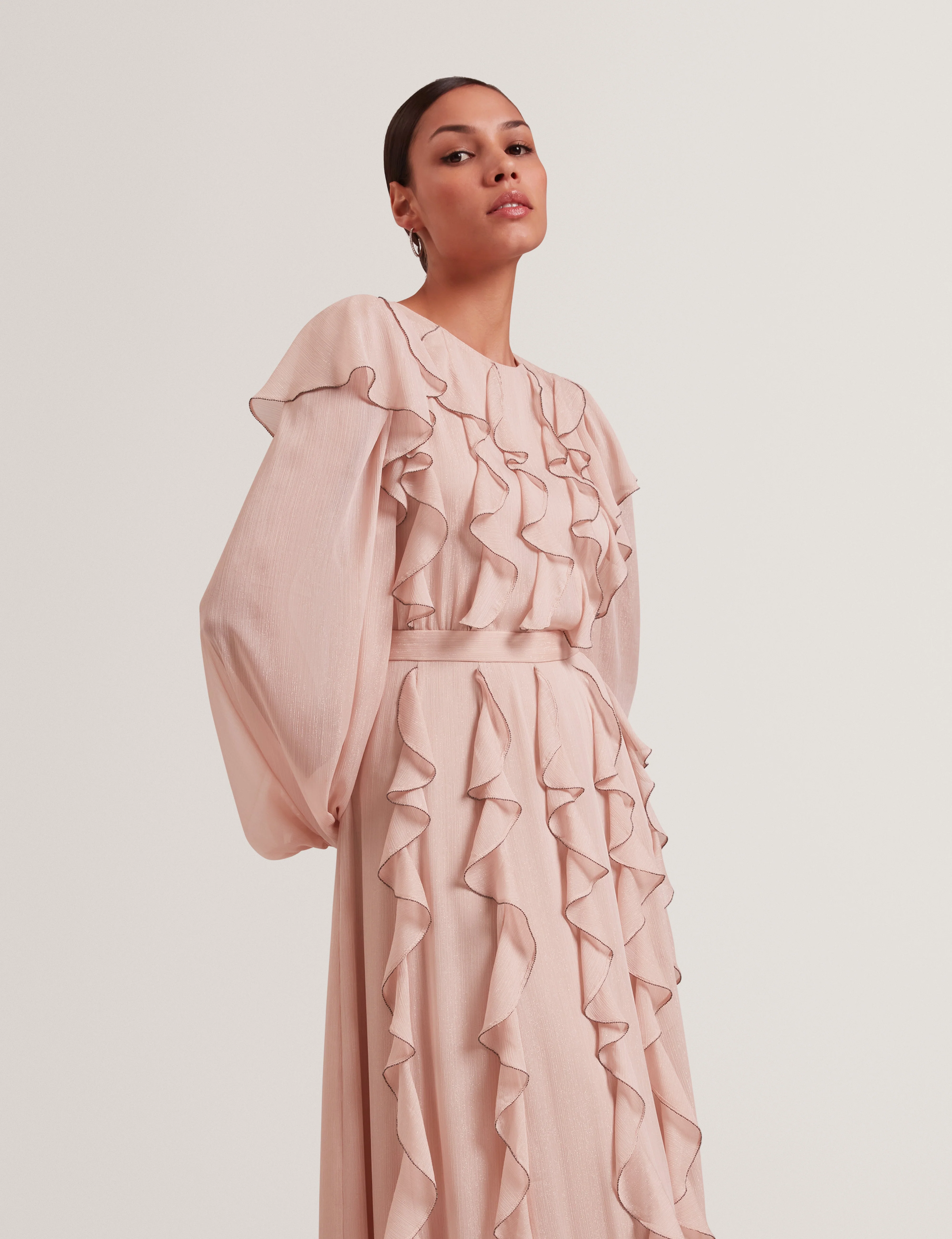 Liyanna Long Sleeve Ruffle Maxi Dress Pink - Image 2