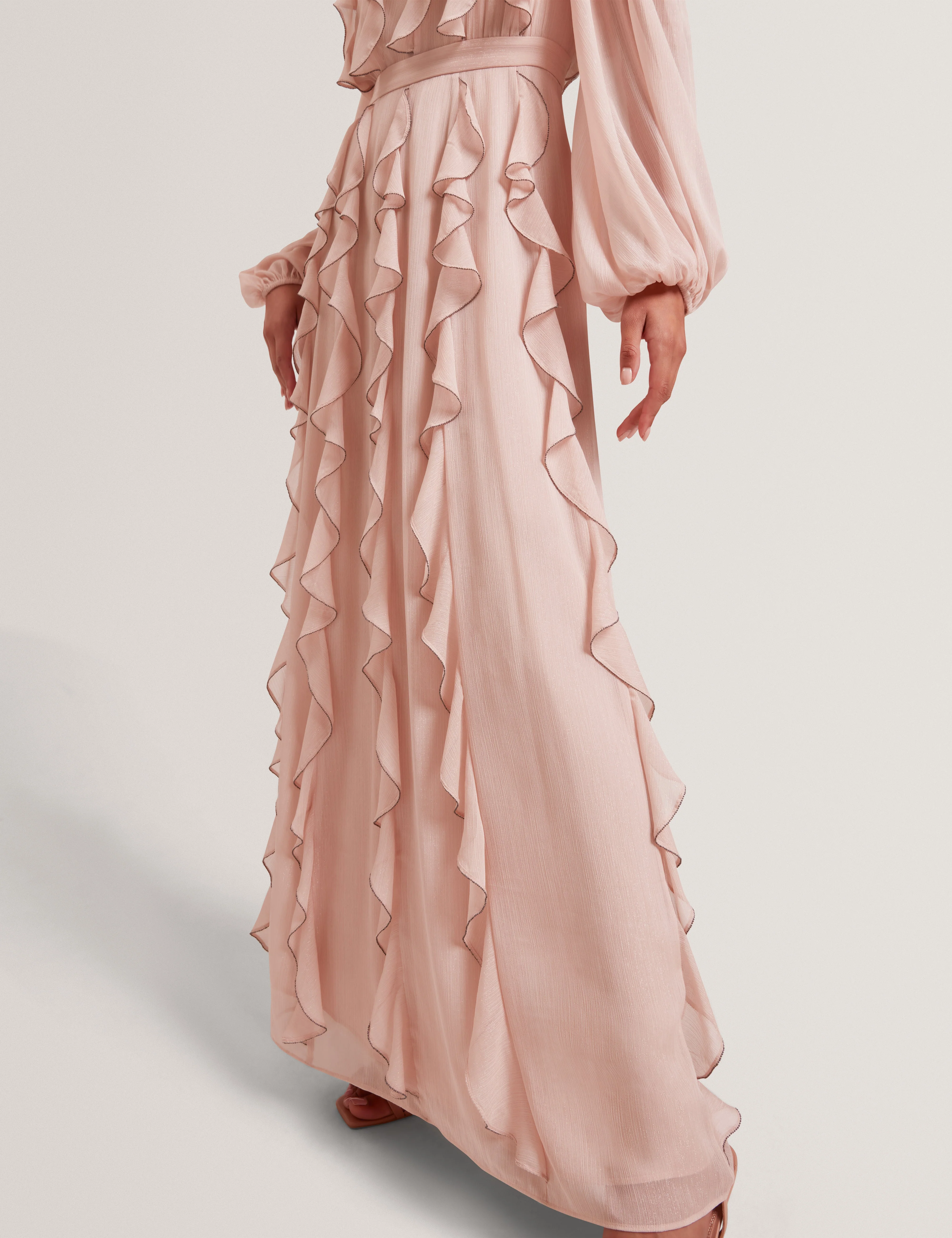 Liyanna Long Sleeve Ruffle Maxi Dress Pink - Image 4