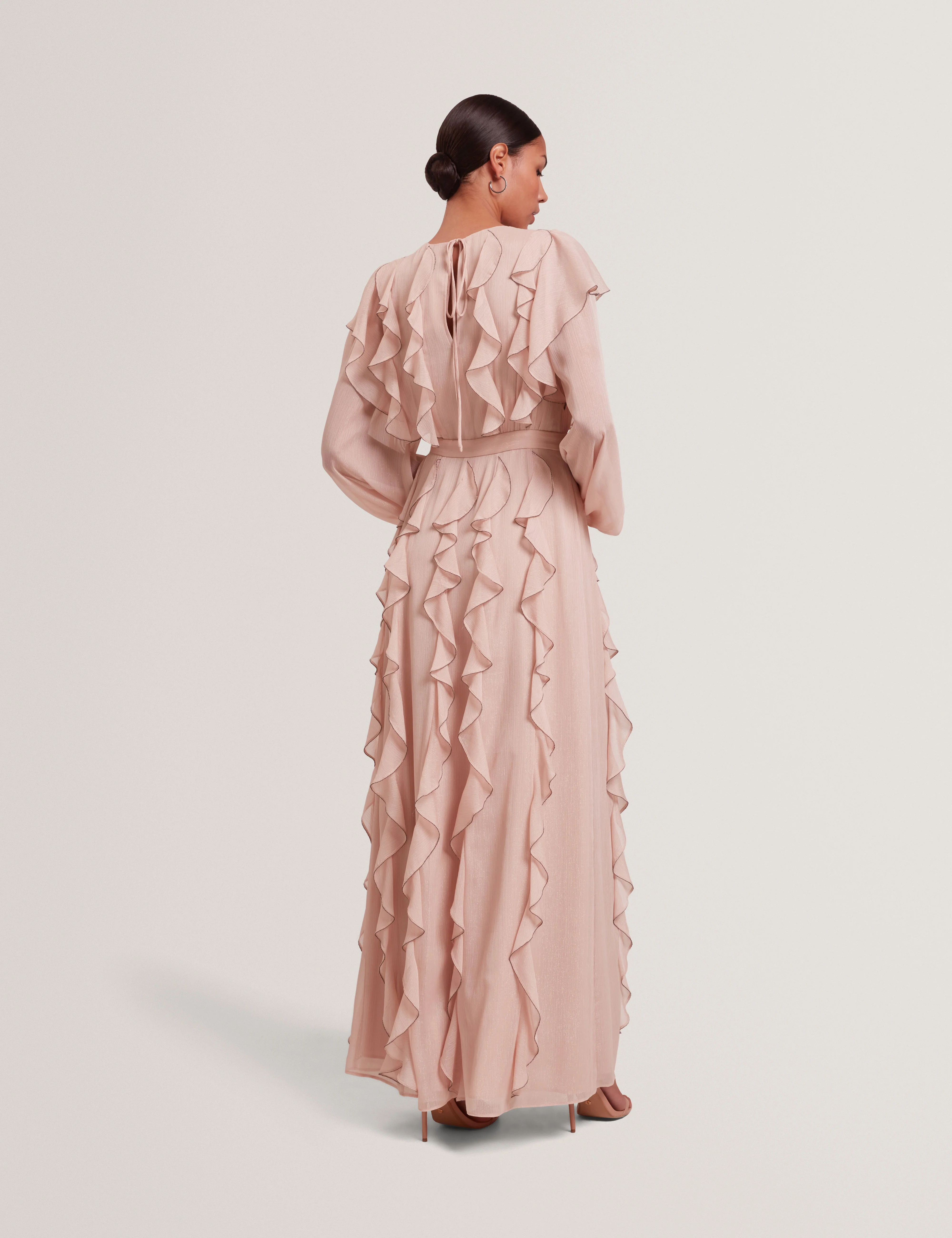 Liyanna Long Sleeve Ruffle Maxi Dress Pink - Image 5