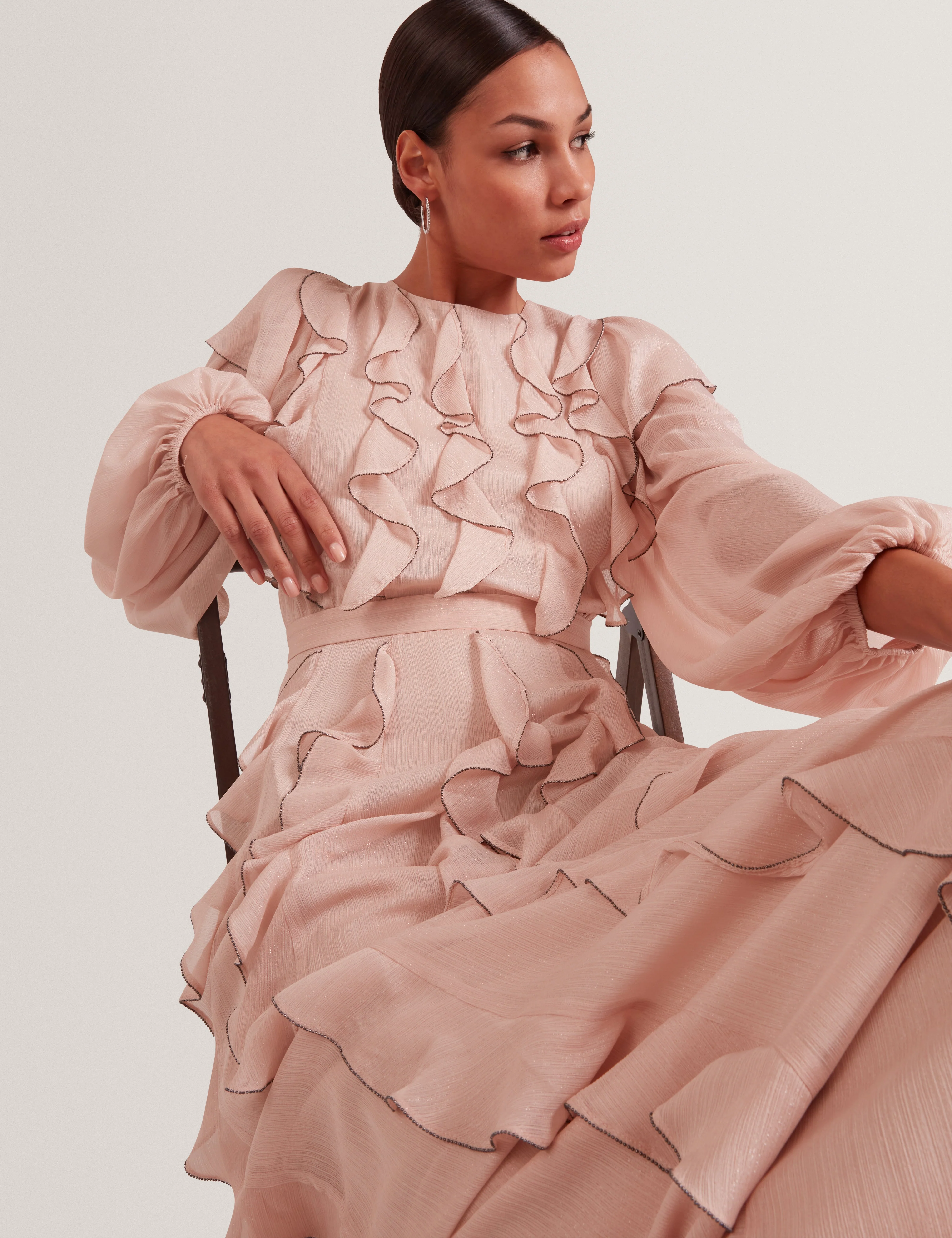 Liyanna Long Sleeve Ruffle Maxi Dress Pink - Image 6