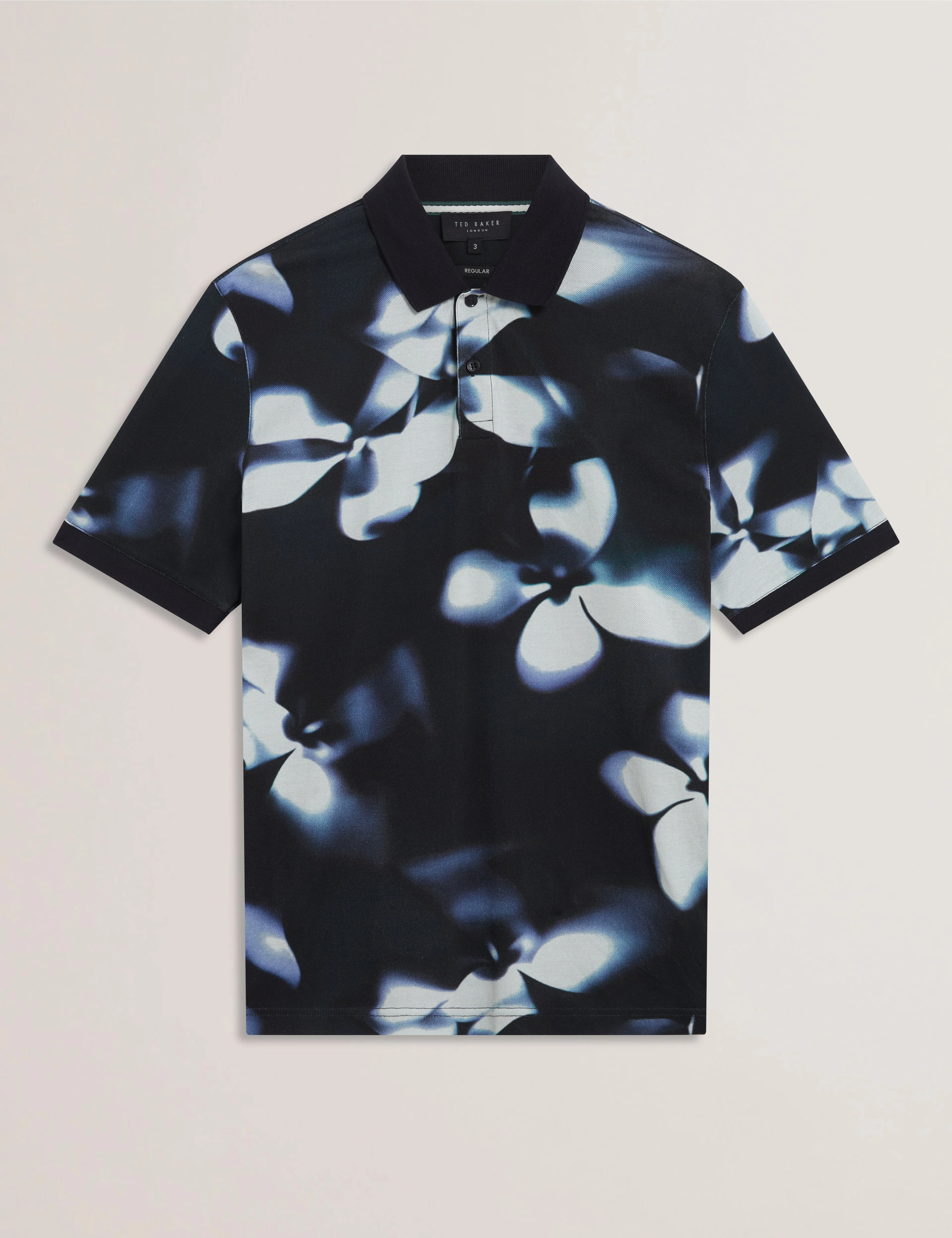 Longbri Short Sleeve Floral Print Polo Navy - Image 7