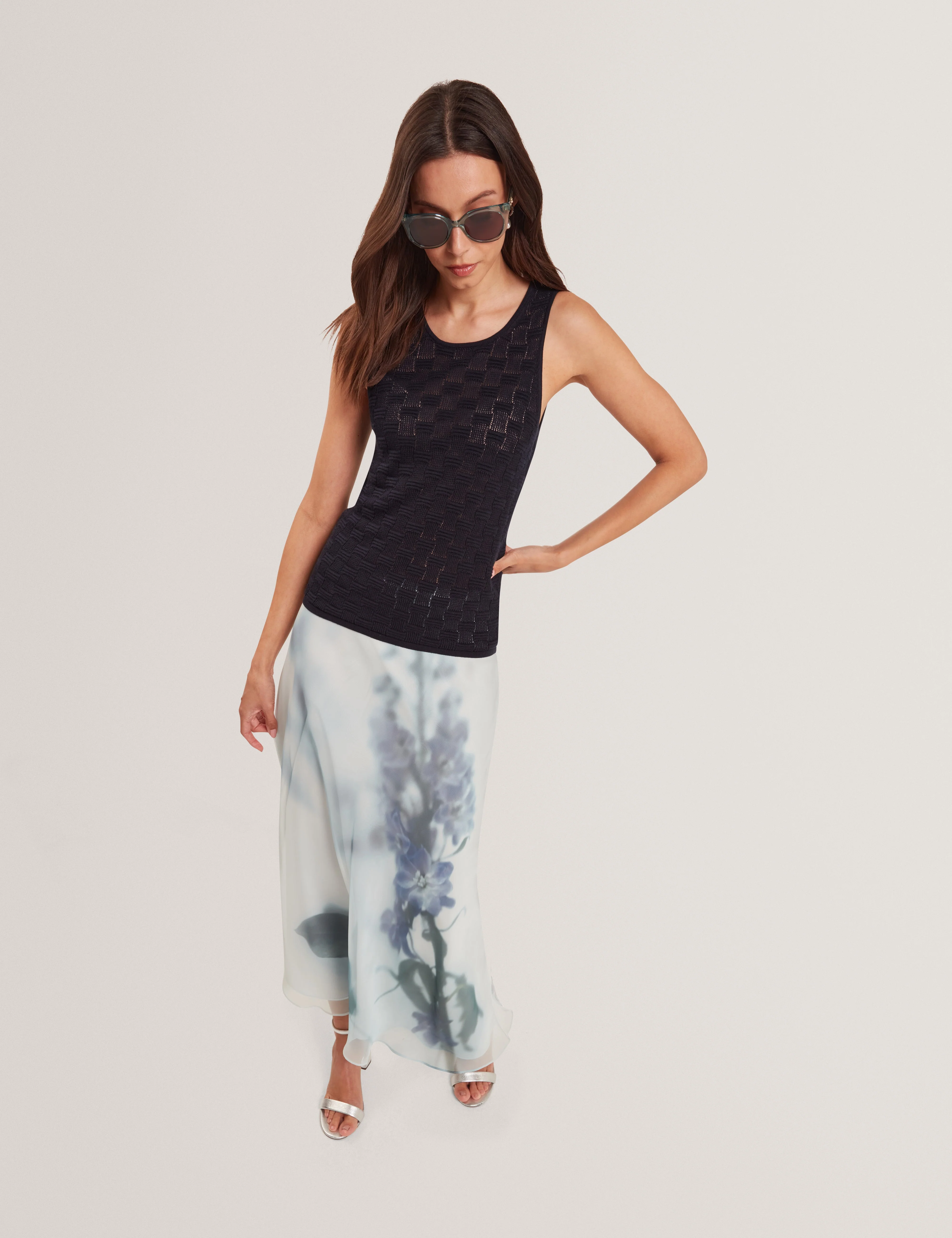 Lucania Chiffon Printed Maxi Skirt Lt-Green - Image 7