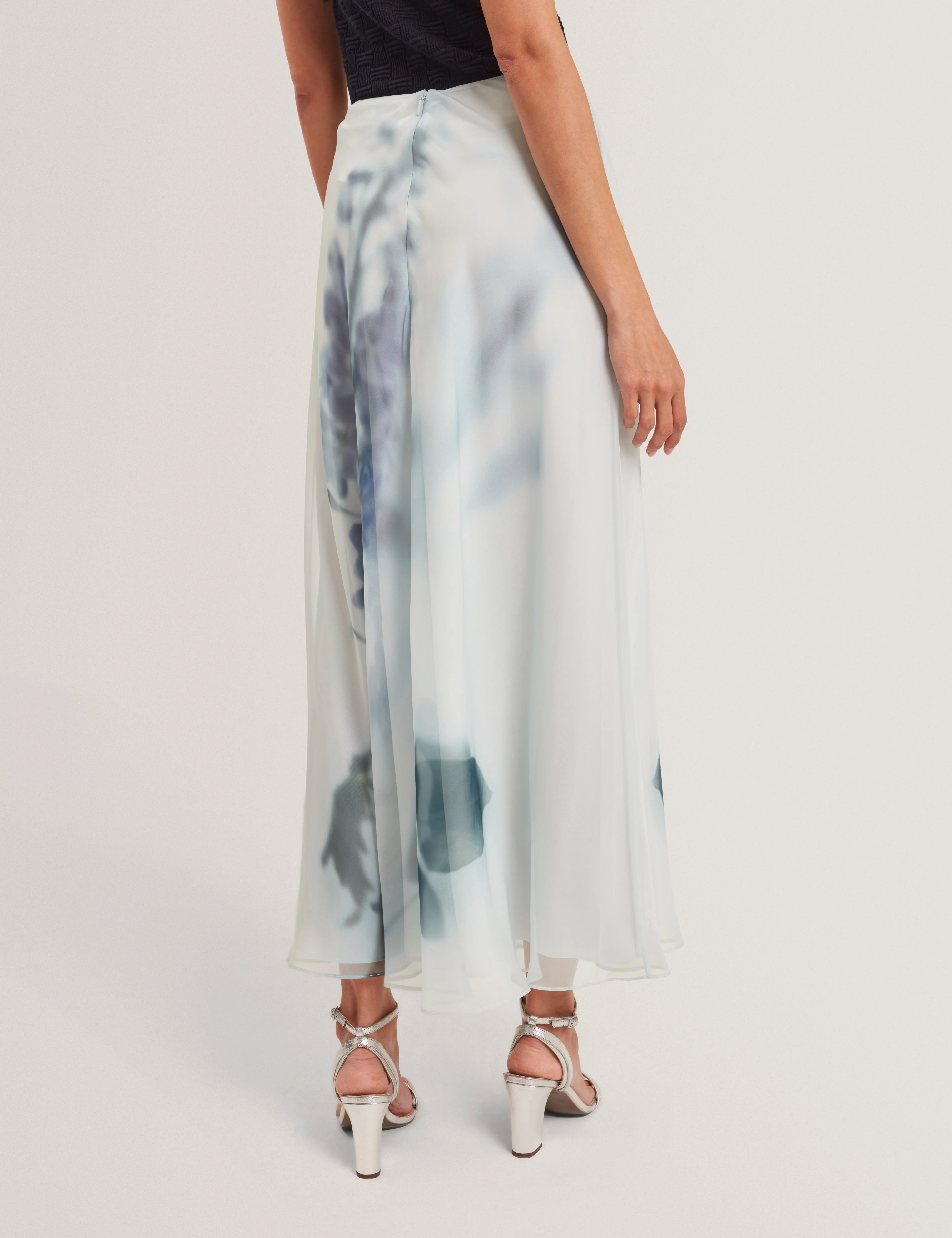 Lucania Chiffon Printed Maxi Skirt Lt-Green - Image 8
