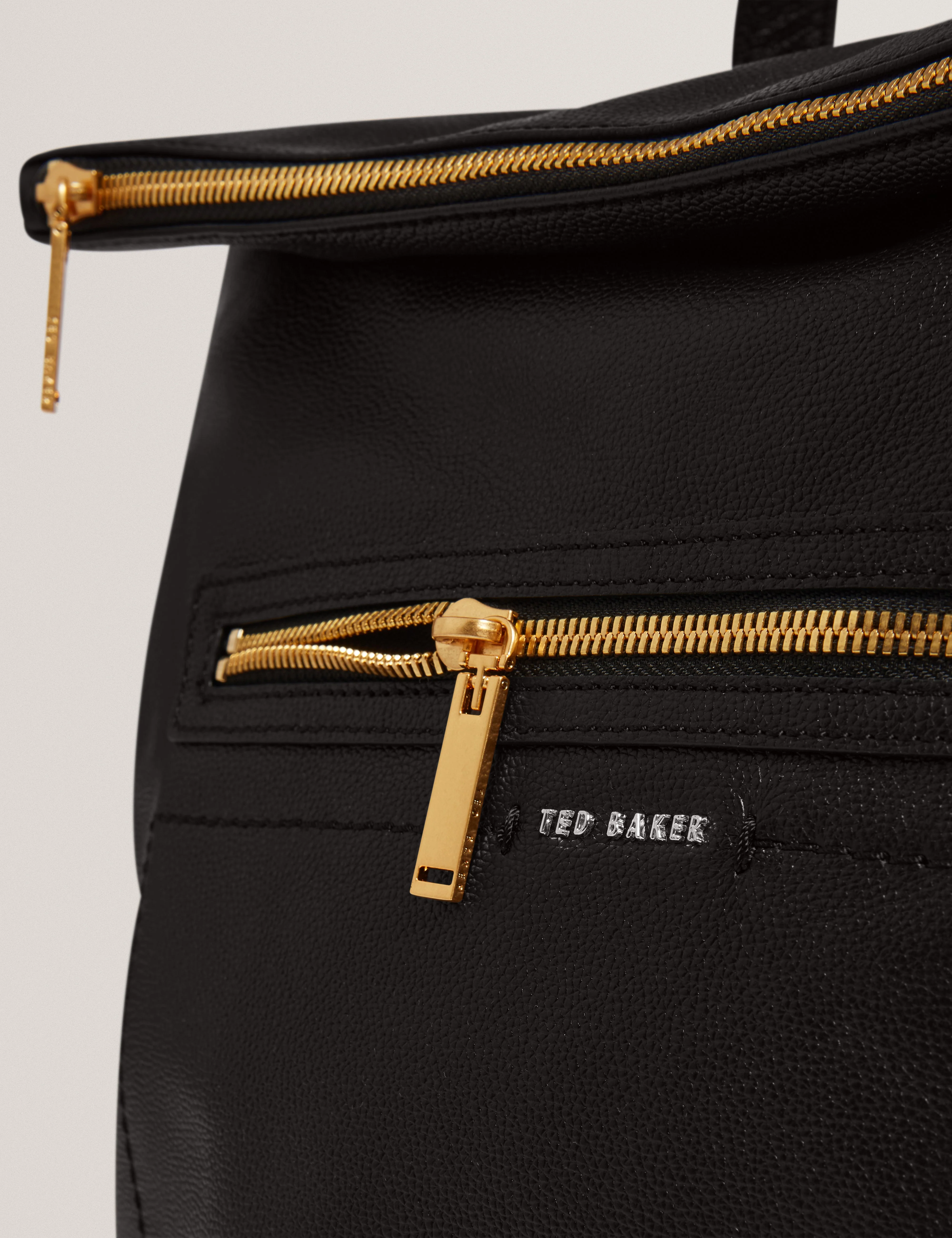 Luccea Webbing Leather Backpack Black - Image 2