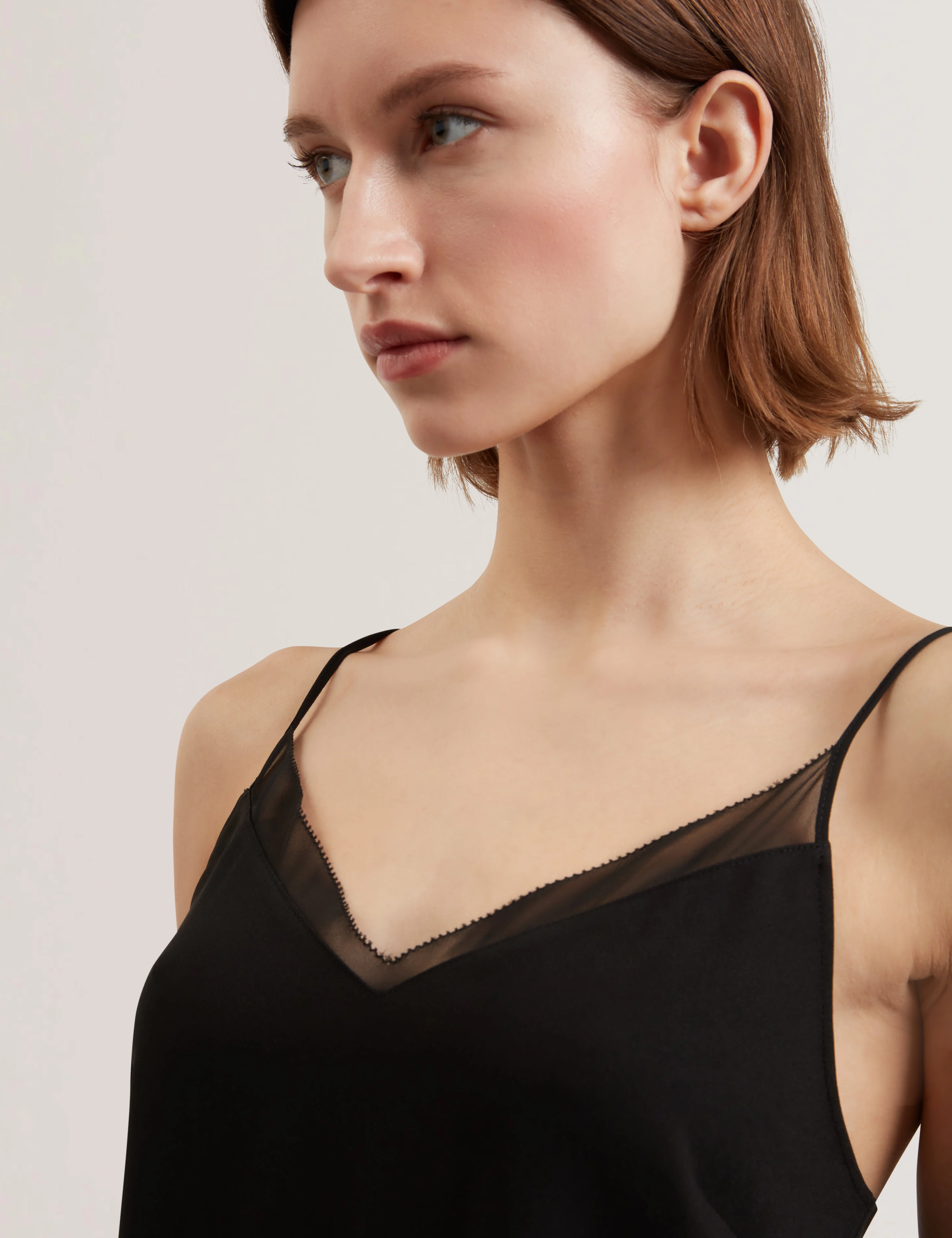 Lulea Chiffon Insert Cami Top Black - Image 3