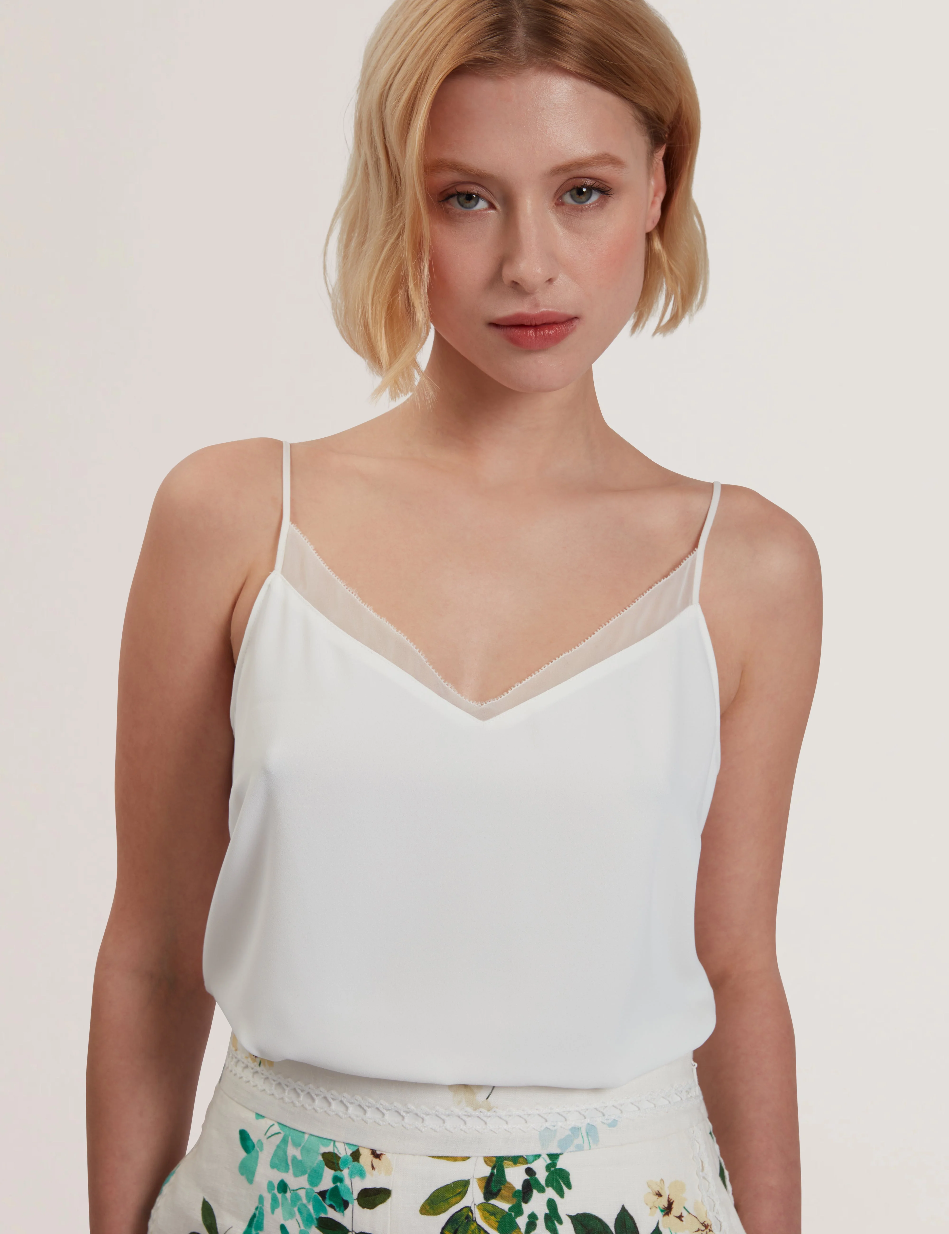 Lulea Chiffon Insert Cami Top Ivory - Image 4