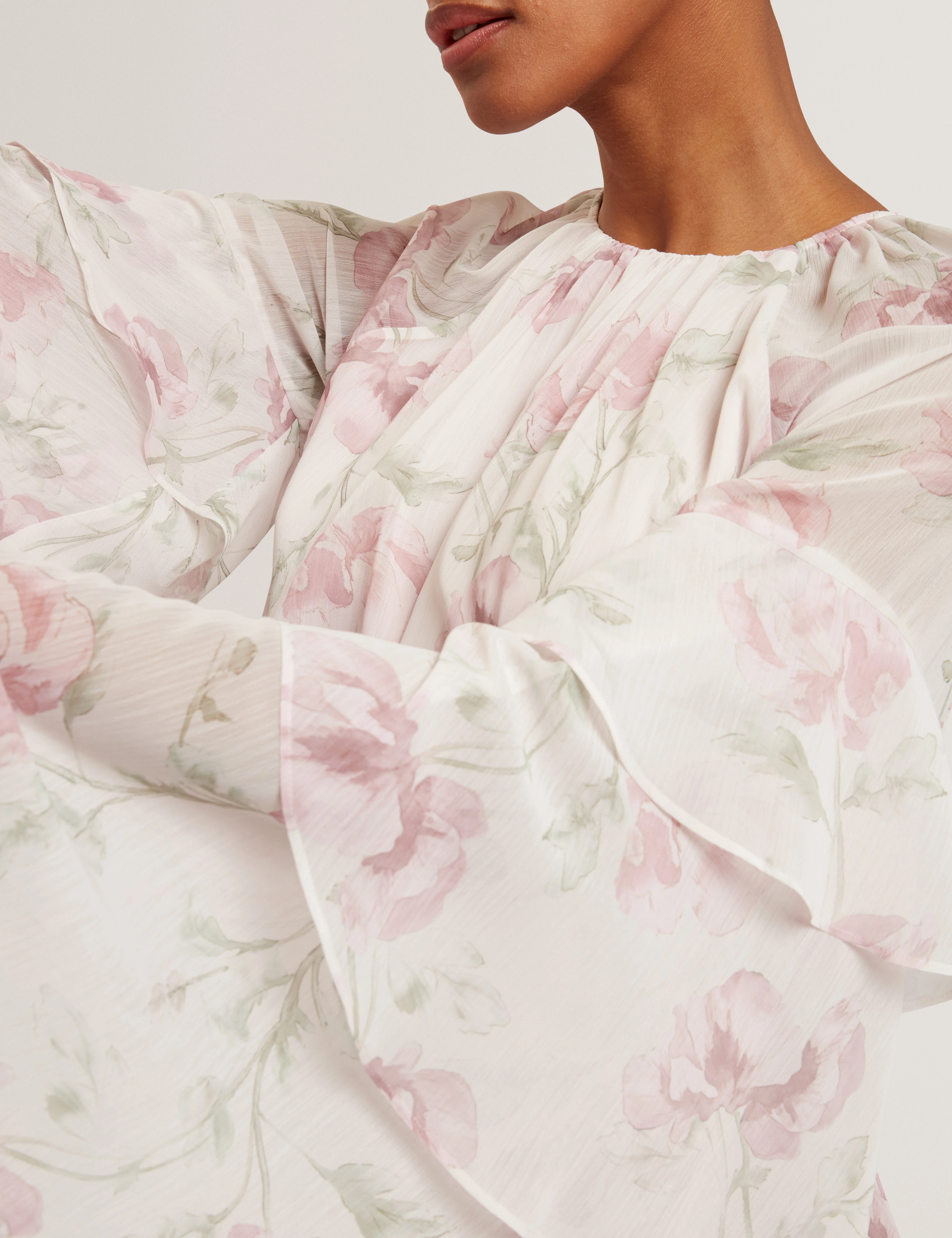 Mahliia Floral Print Tiered Mini Dress Pl-Pink - Image 4