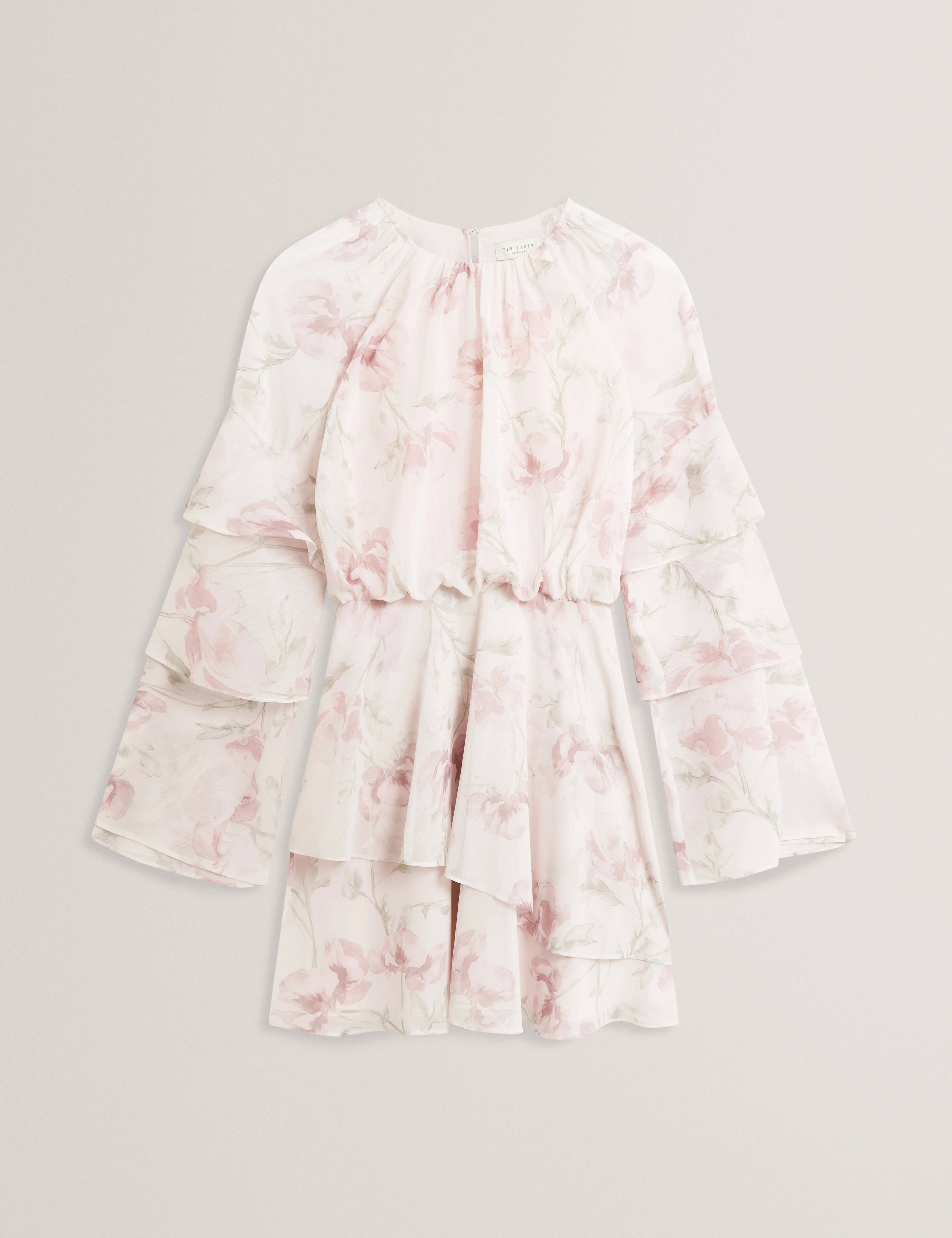 Mahliia Floral Print Tiered Mini Dress Pl-Pink - Image 7