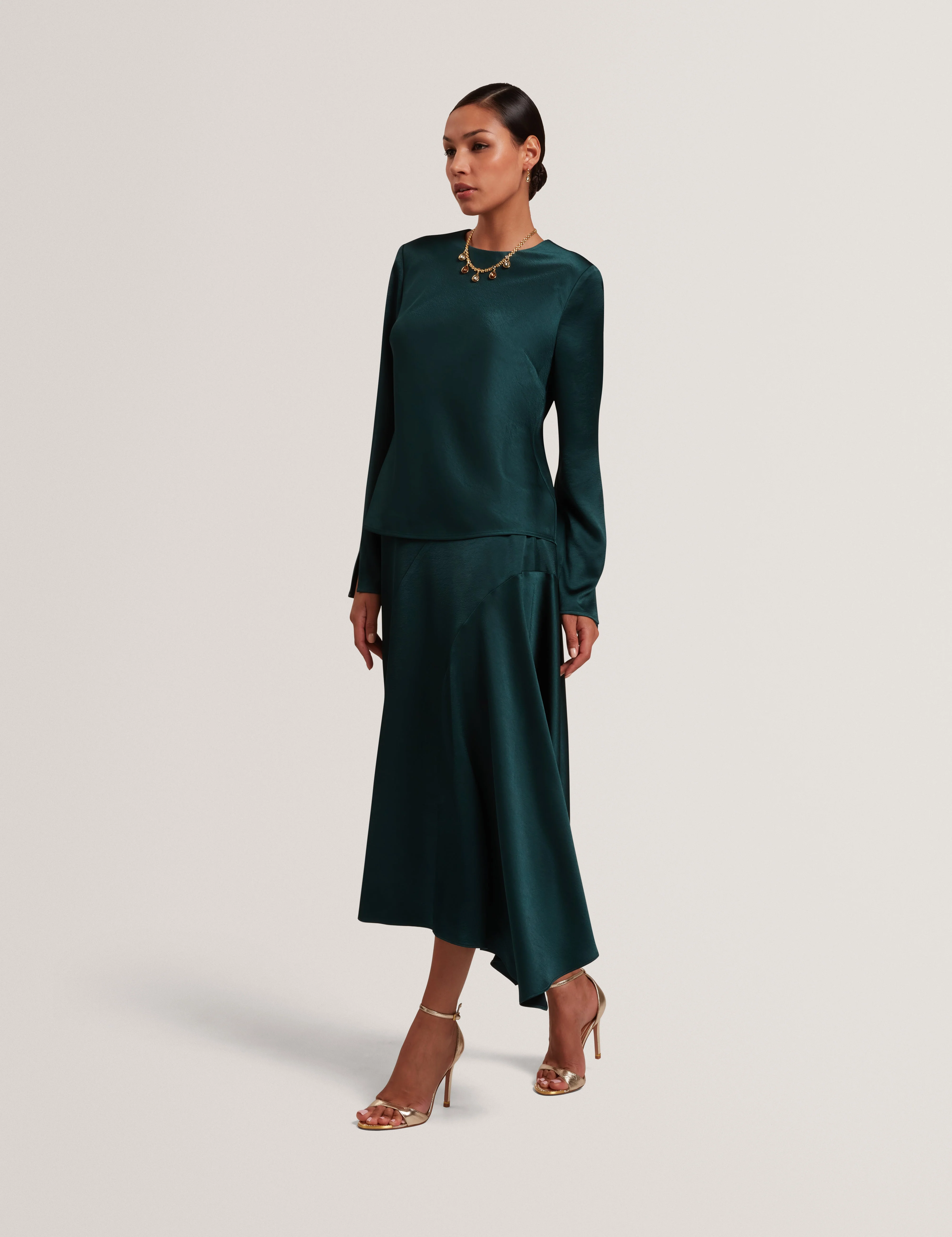 Maizyy Slit Long Sleeve Top Dk-Green - Image 4