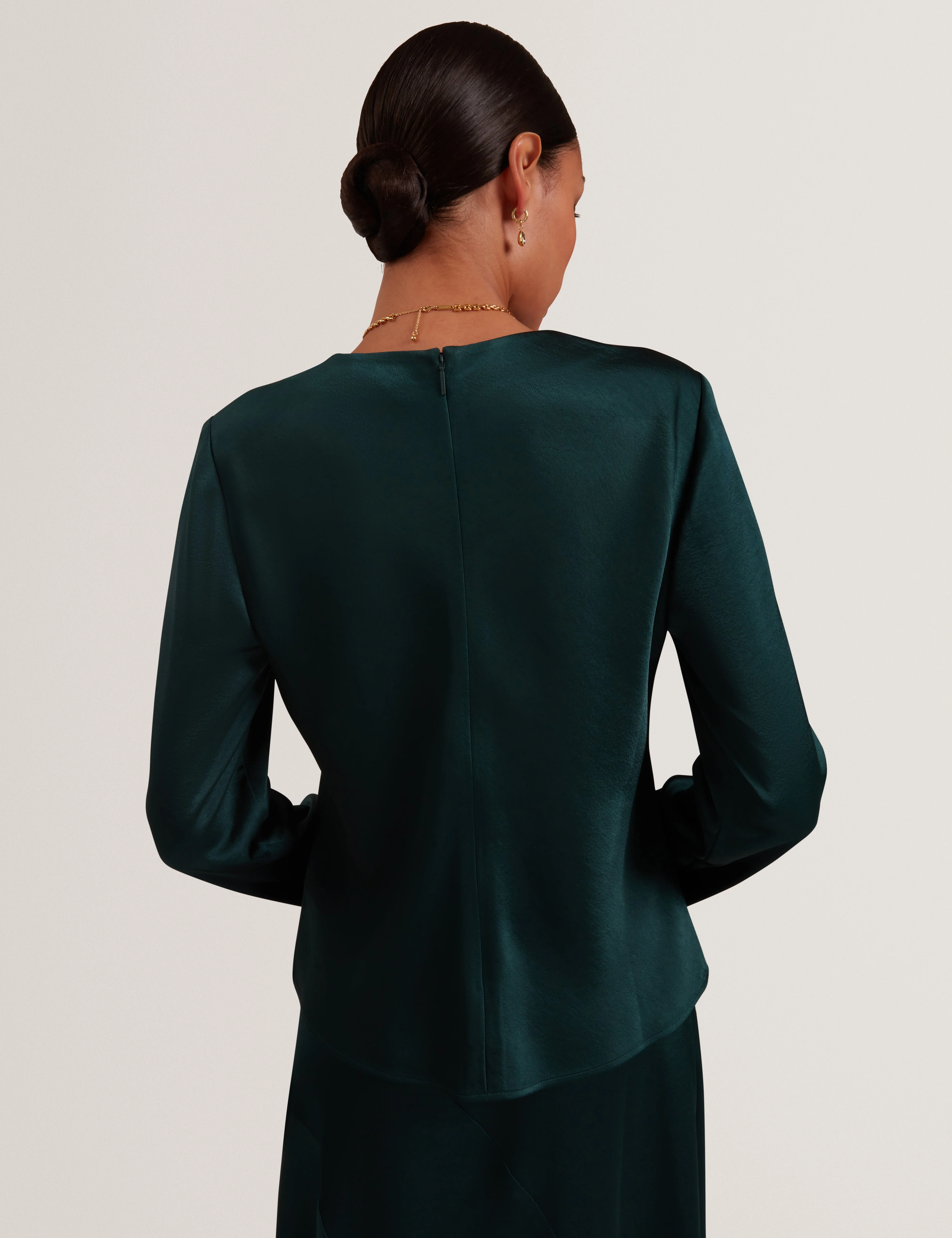 Maizyy Slit Long Sleeve Top Dk-Green - Image 5
