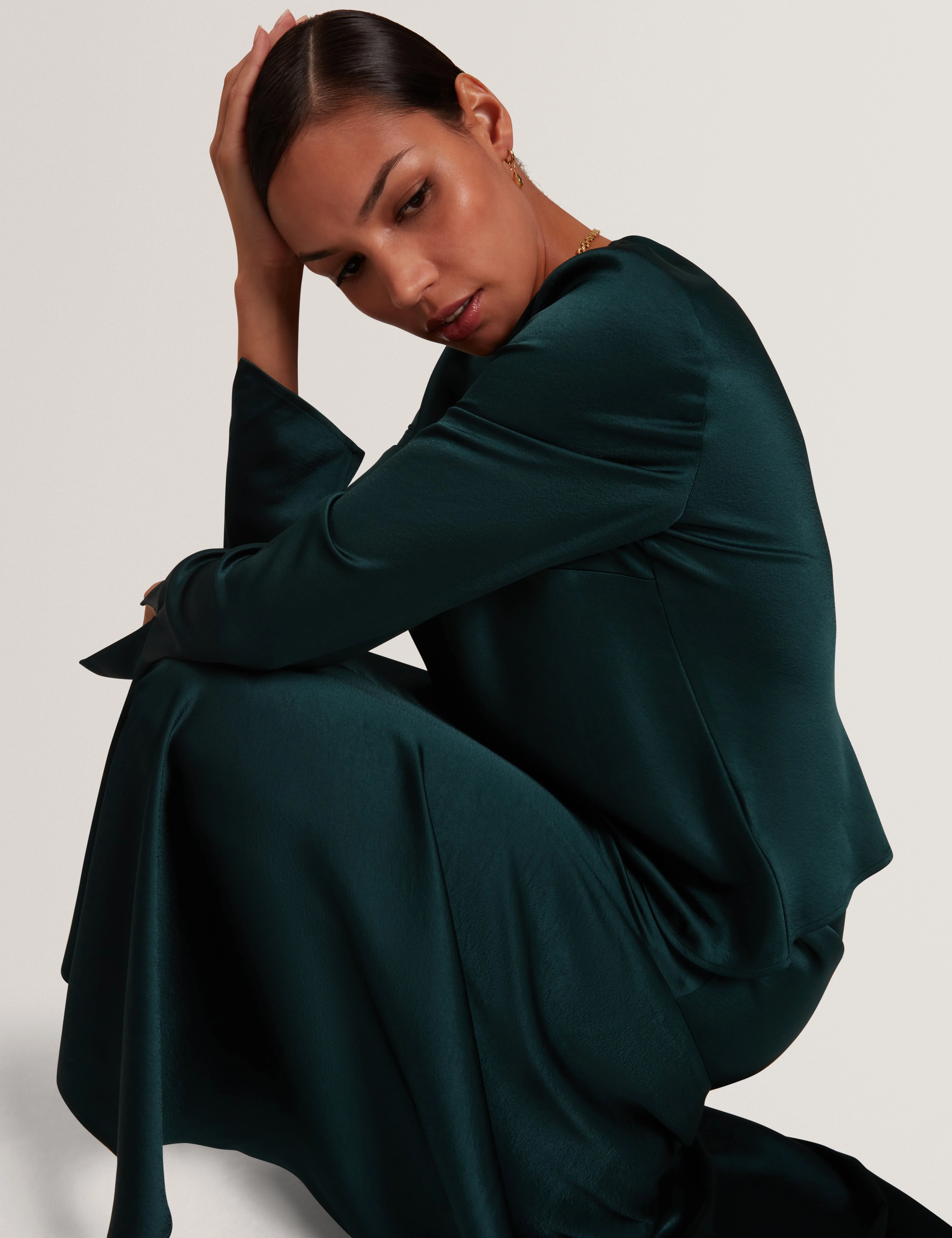 Maizyy Slit Long Sleeve Top Dk-Green - Image 6