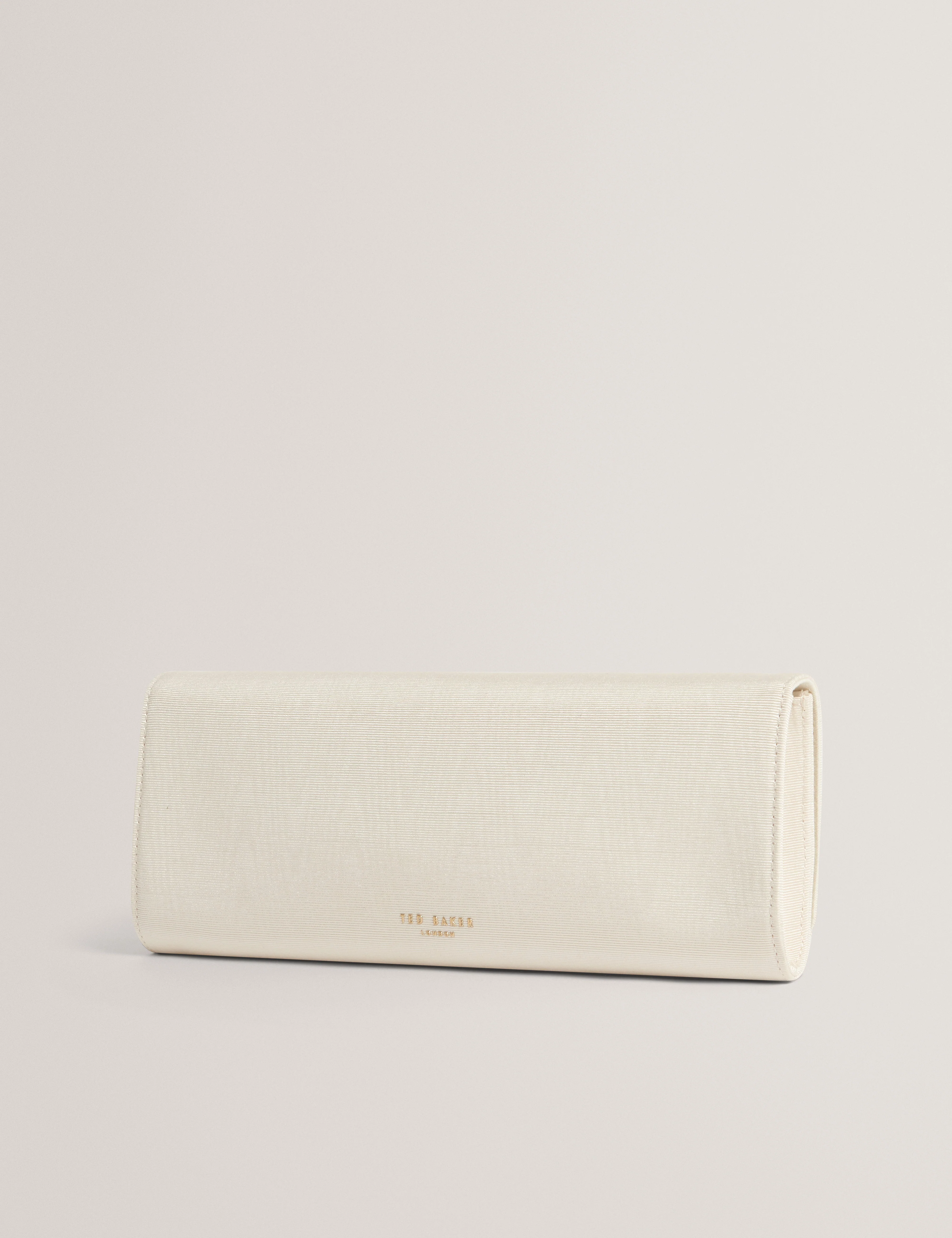 Maliisa Moire Baguette Clutch Bag Ivory - Image 4