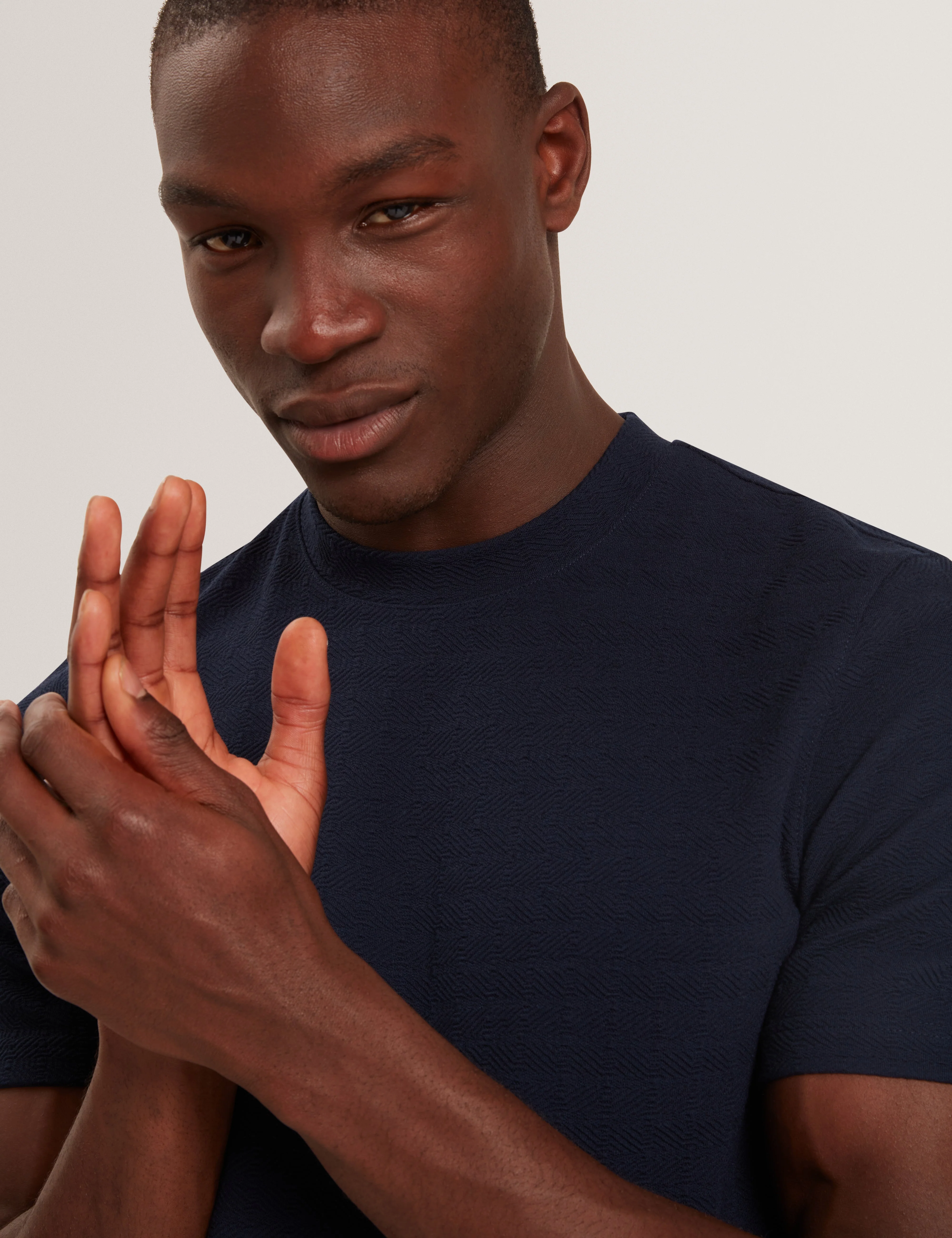 Marcen Short Sleeve Square Stitch T Shirt Navy - Image 4
