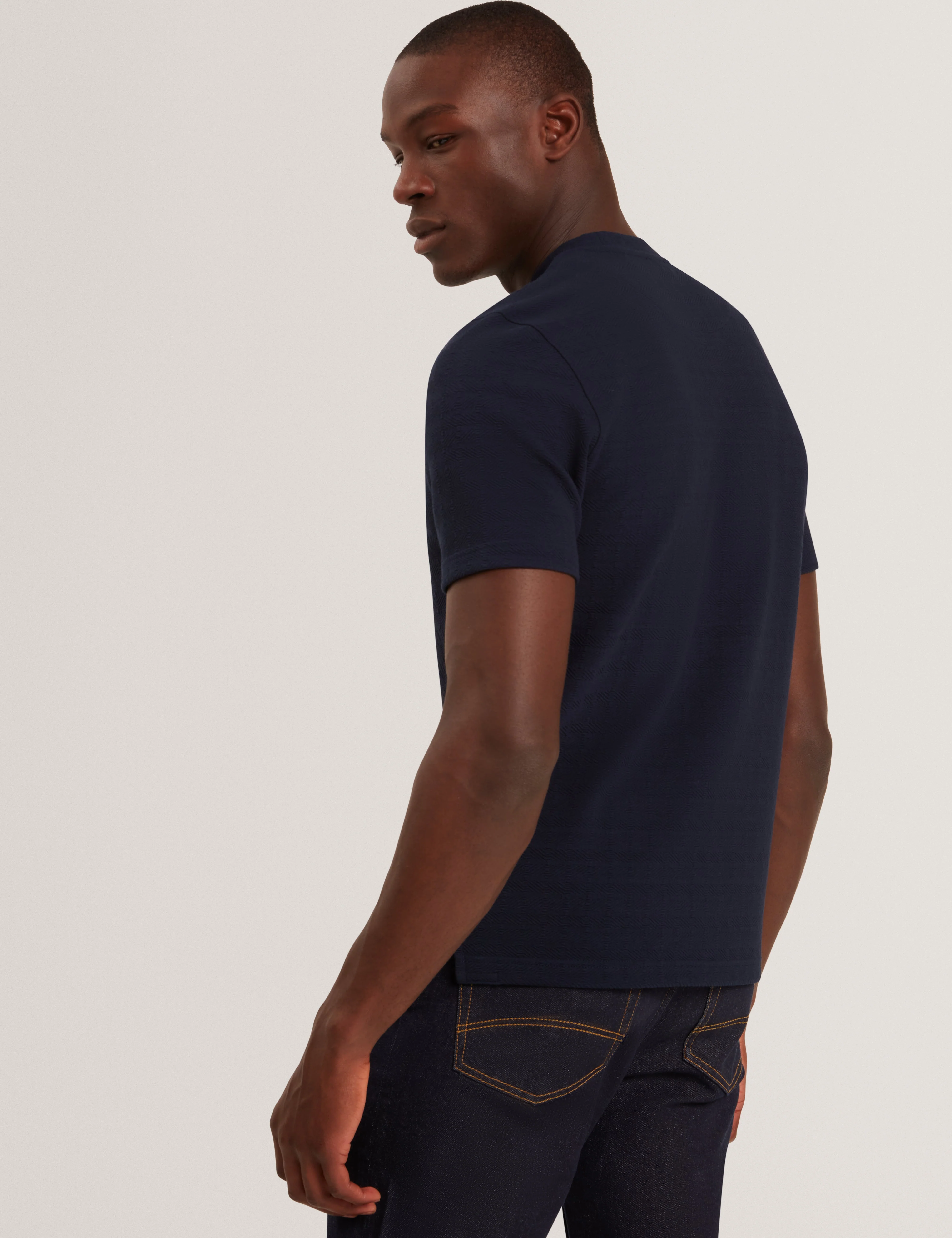 Marcen Short Sleeve Square Stitch T Shirt Navy - Image 5