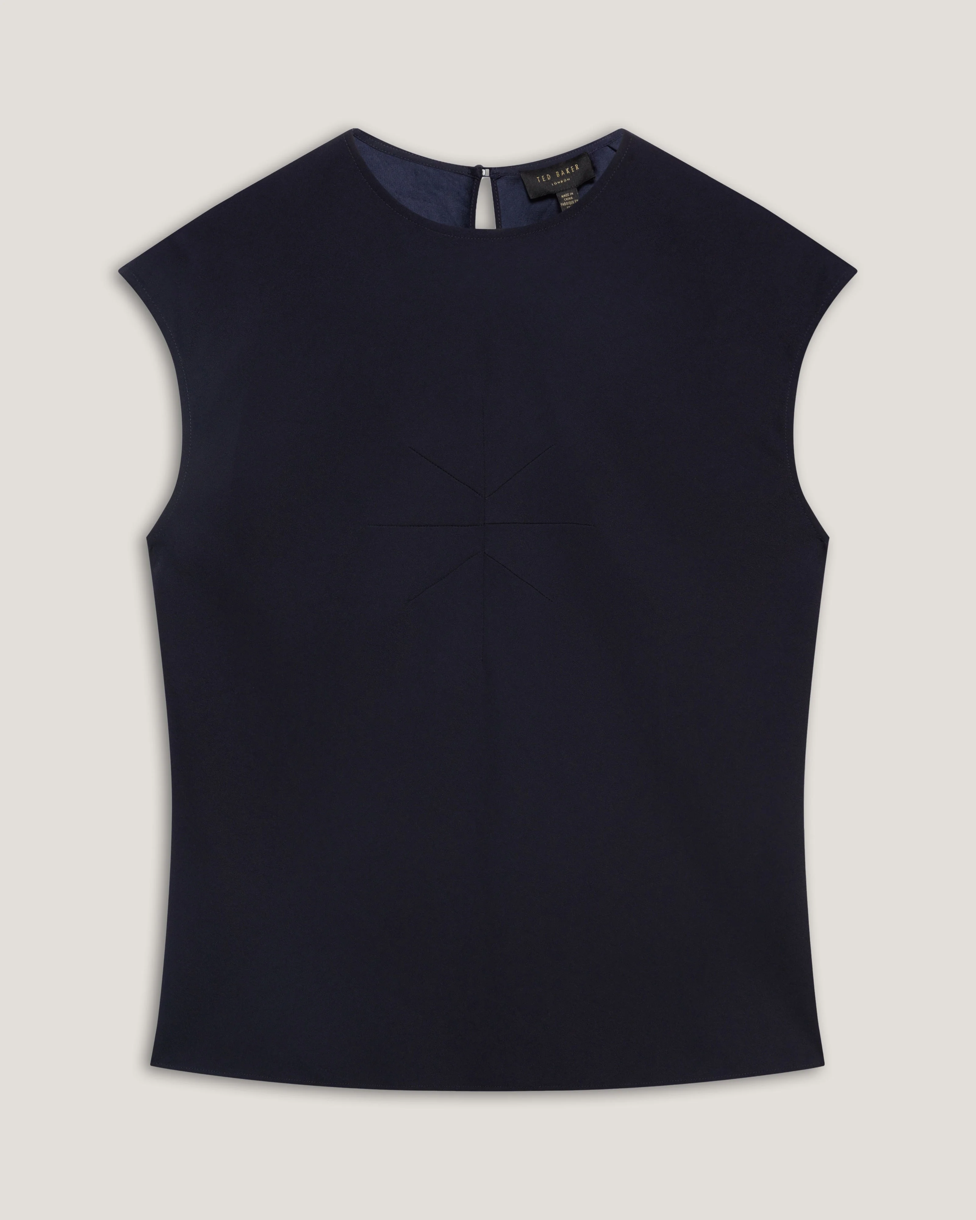 Marlowa Seam Detail Sleeveless Top Navy - Image 2