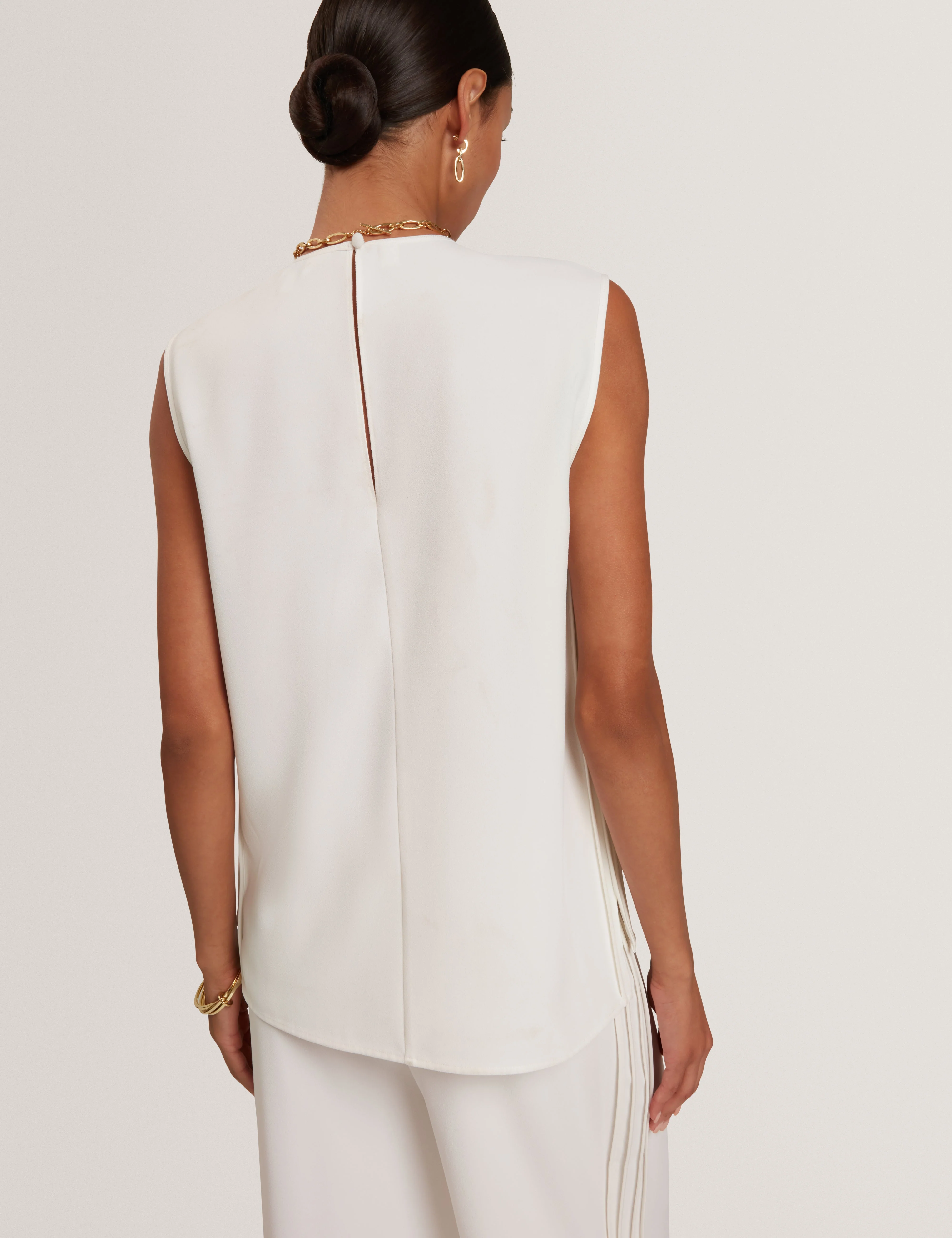 Marmia Sleeveless Top With Piping Detail Ivory - Image 5