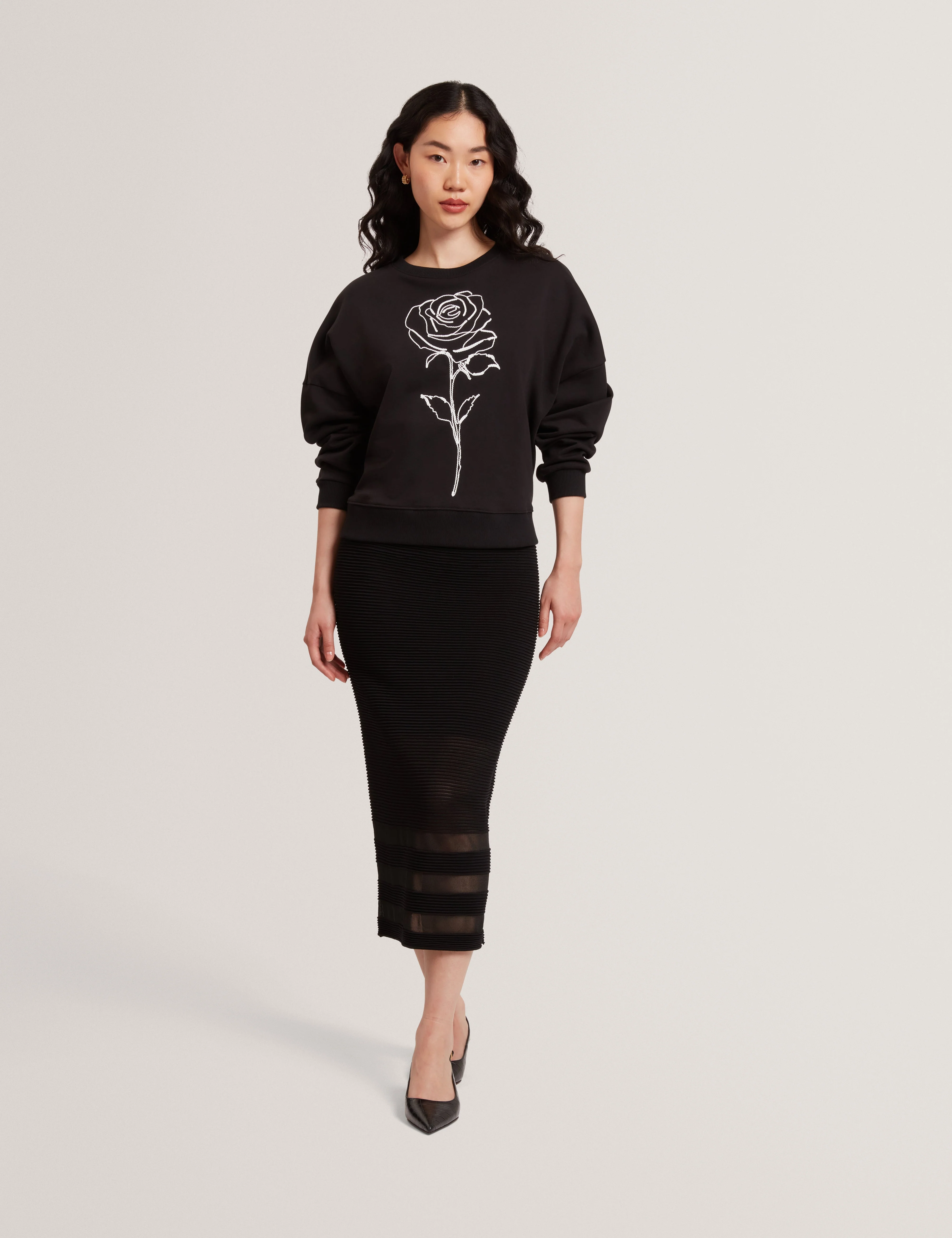 Marssia Printed Sweatshirt Black - Image 2