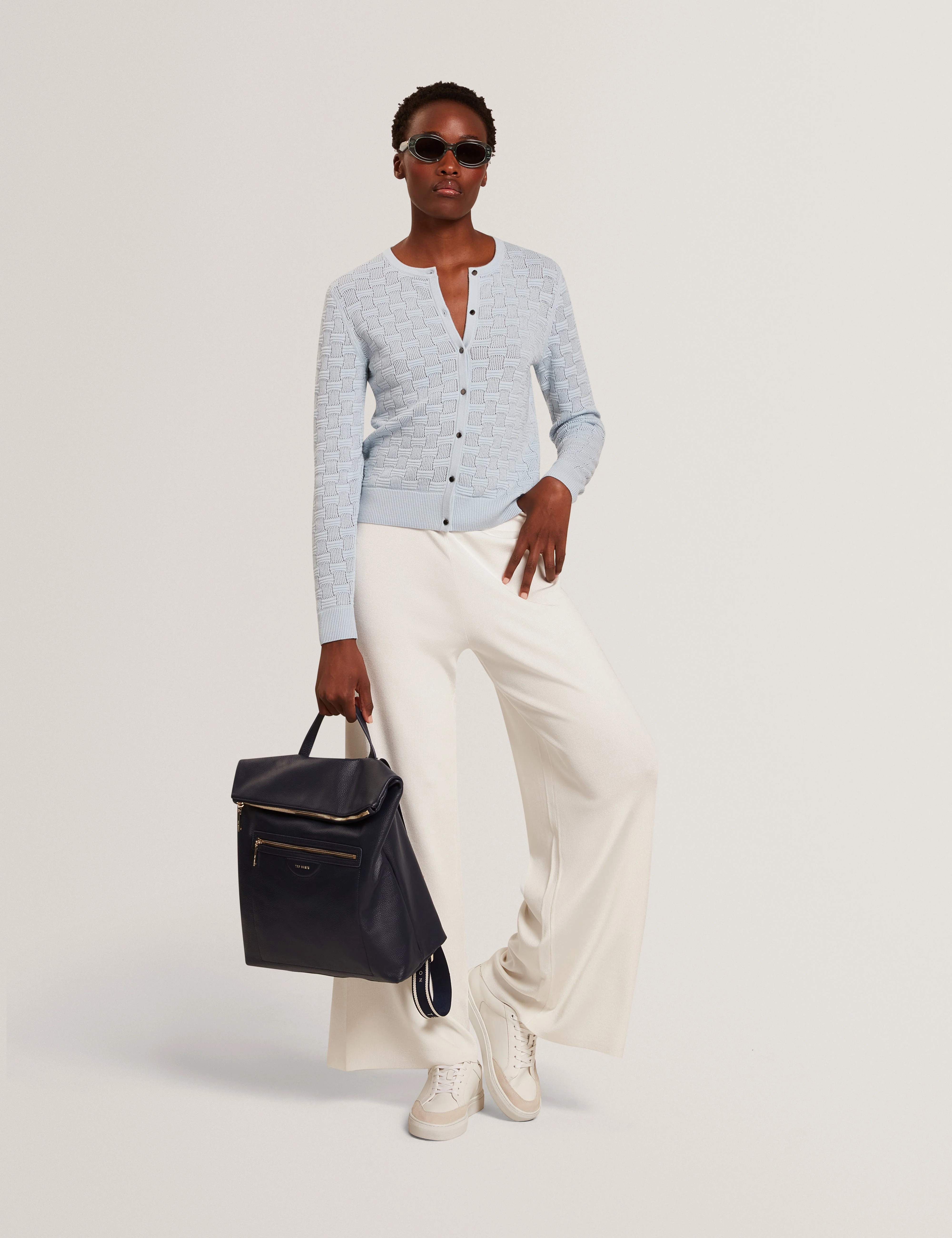 Matilli Wide Leg Knit Trouser Ivory - Image 3